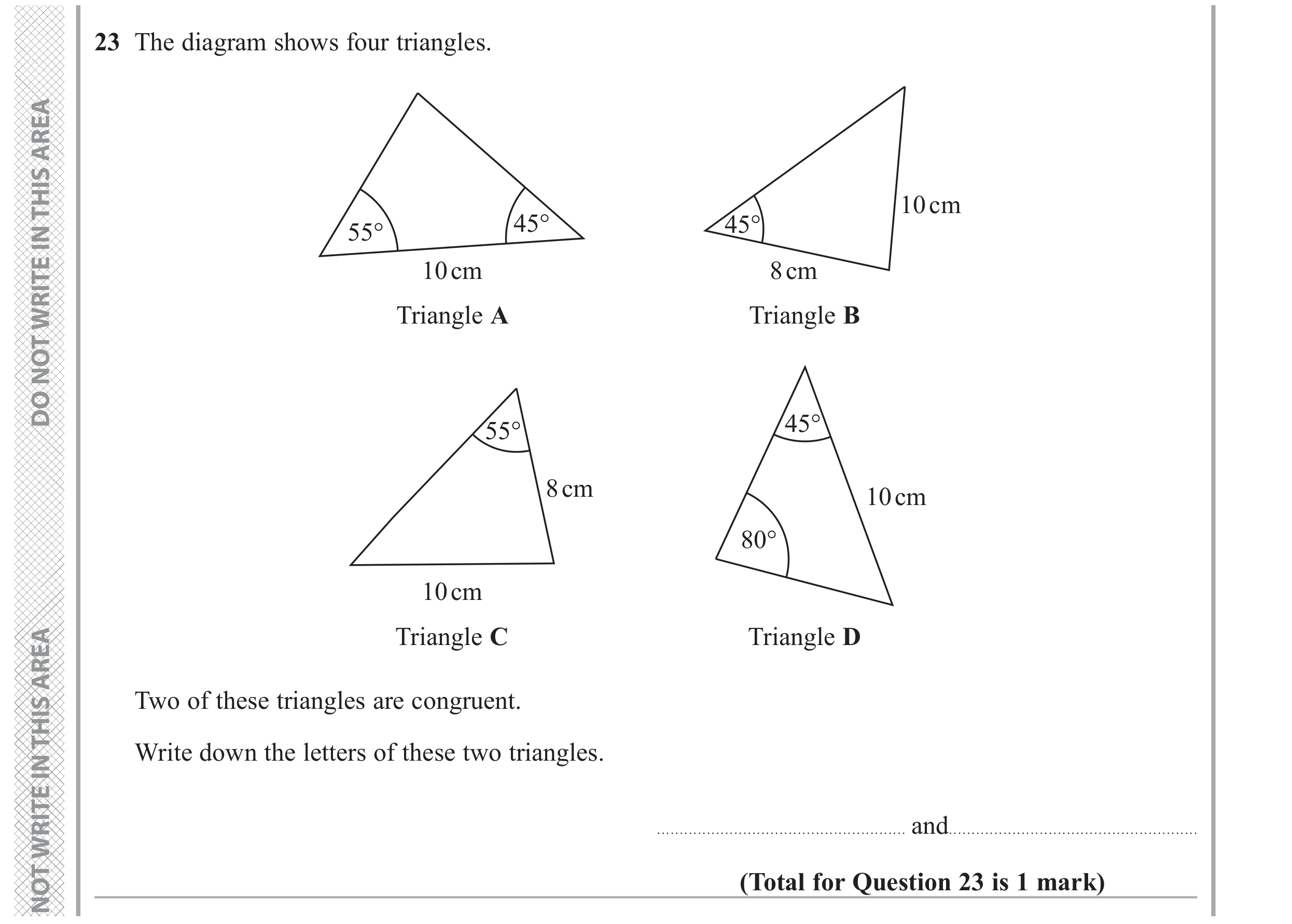 Question 23 — Congruence and Similarity — Edexcel GCSE November 2020 (2)