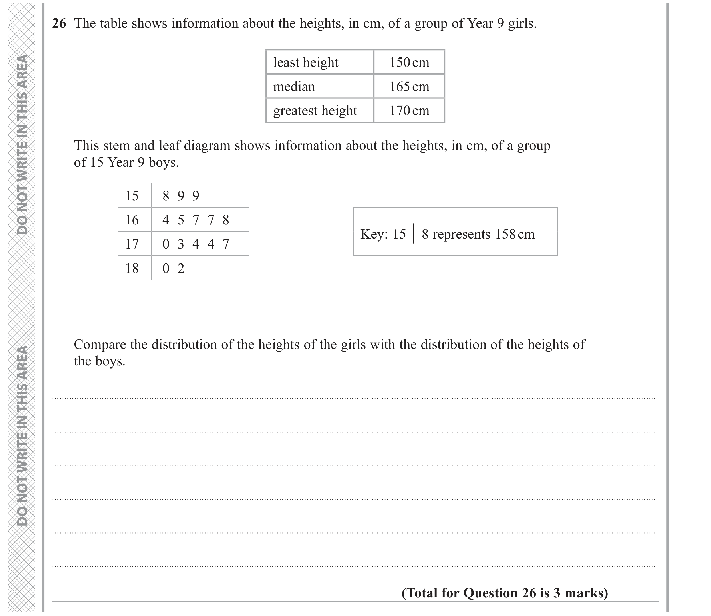 Question 26 — Stem and Leaf — Edexcel GCSE November 2020 (2)
