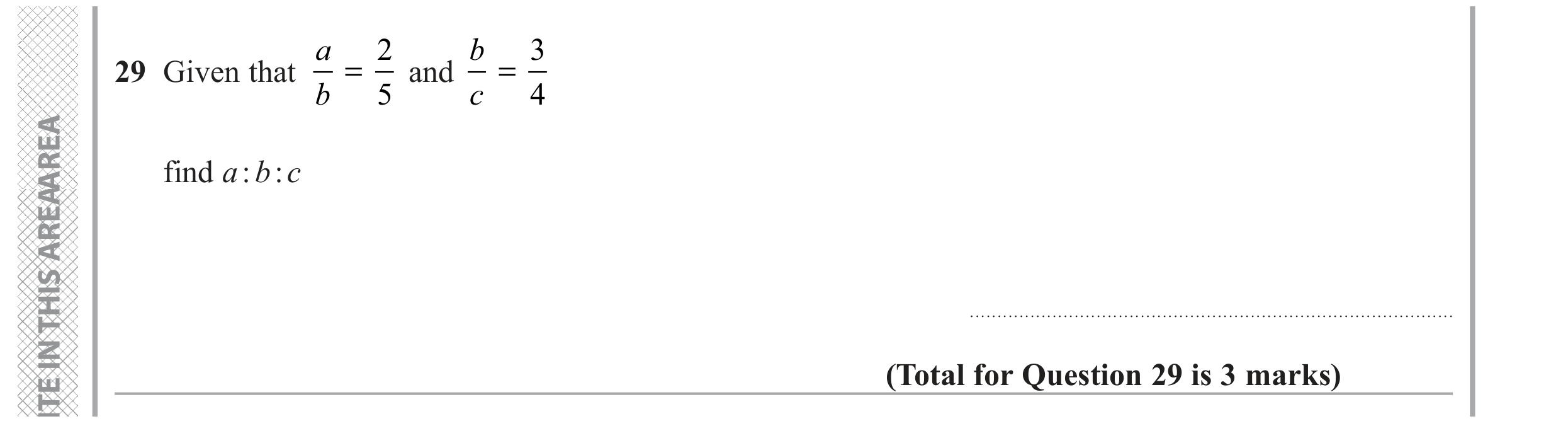 Question 29 — Ratios, Fractions — Edexcel GCSE November 2020 (2)