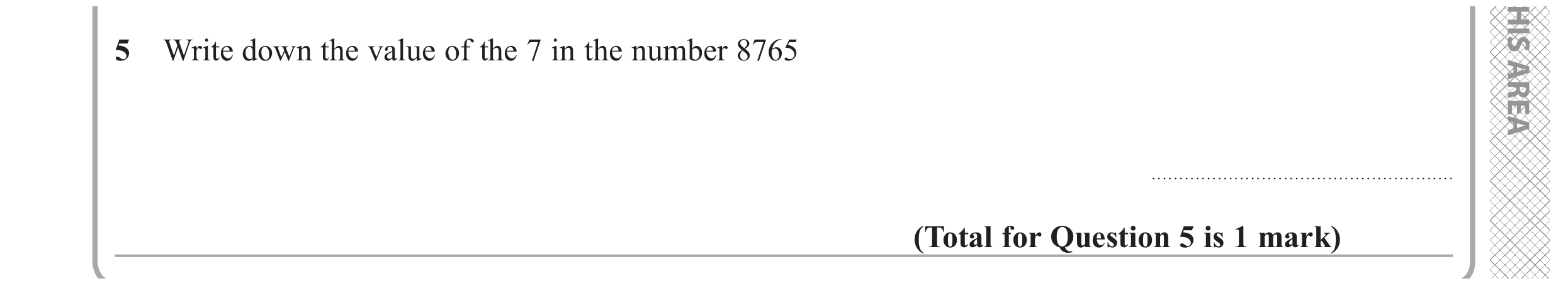 Question 5 — Place Value — Edexcel GCSE November 2020 (2)