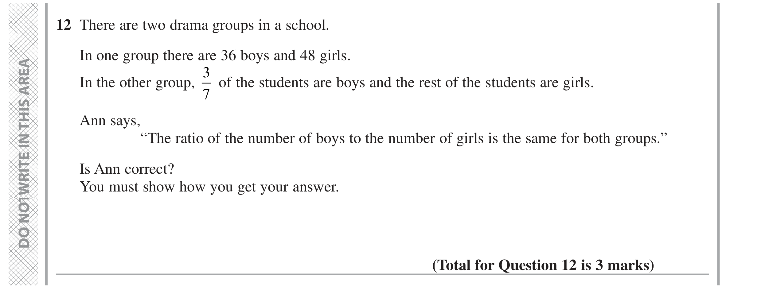 Question 12 — Ratios — Edexcel GCSE November 2021