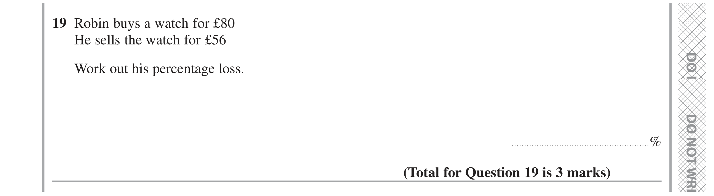 Question 19 — Percentages — Edexcel GCSE November 2021