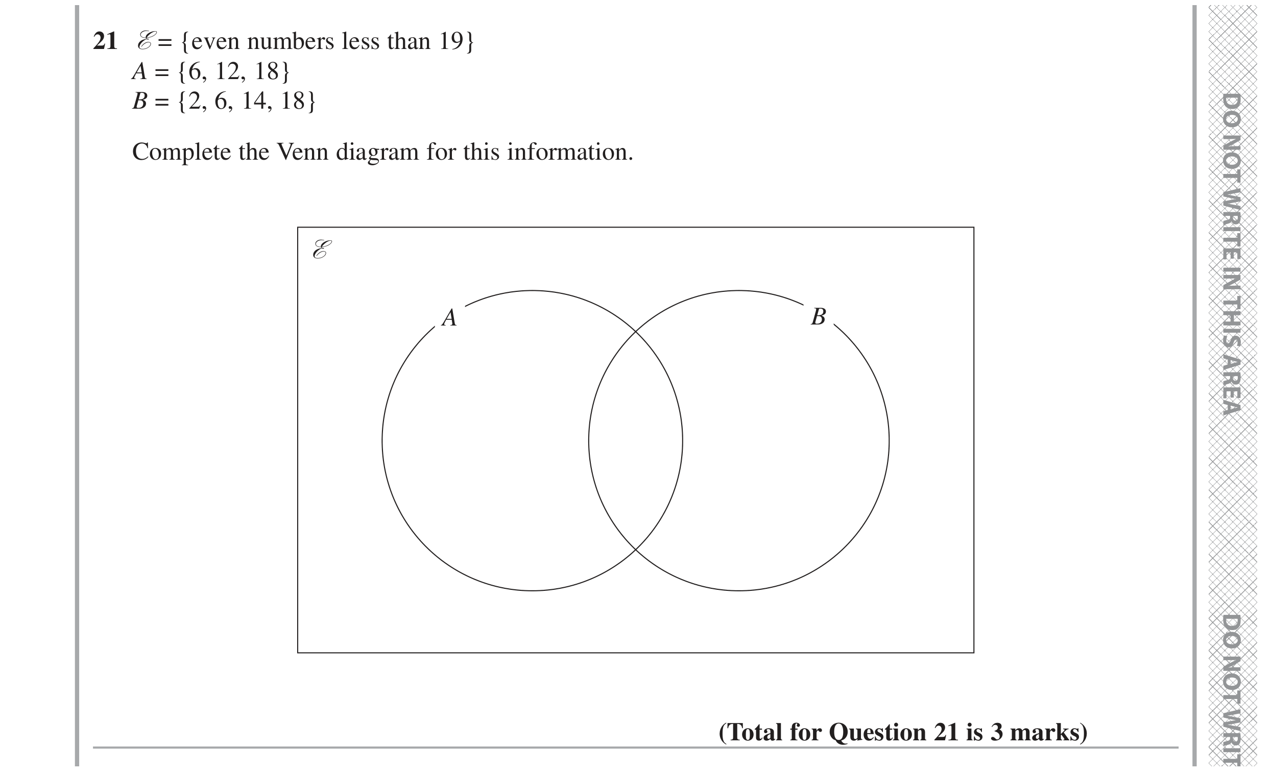 Question 21 — Set Notation — Edexcel GCSE November 2021