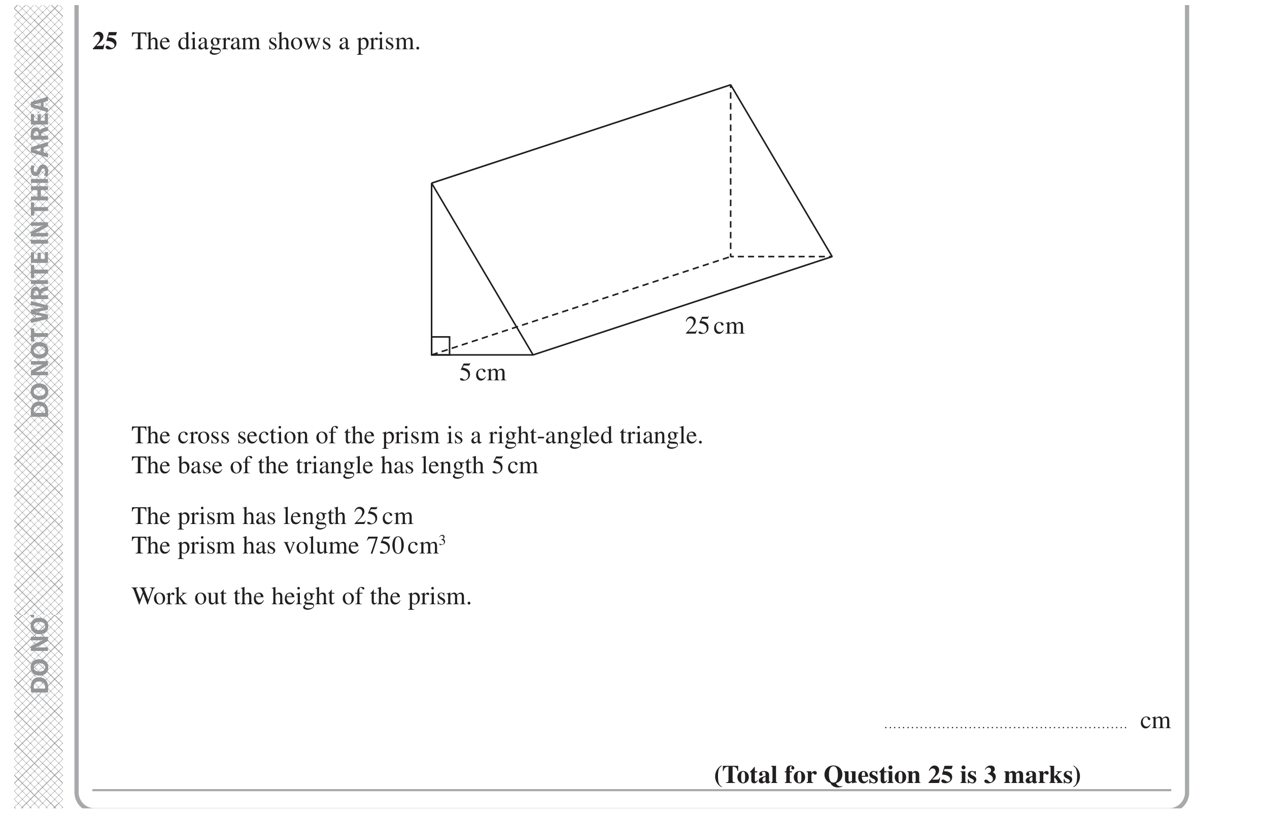 Question 25 — 3D Shapes and Volume — Edexcel GCSE November 2021