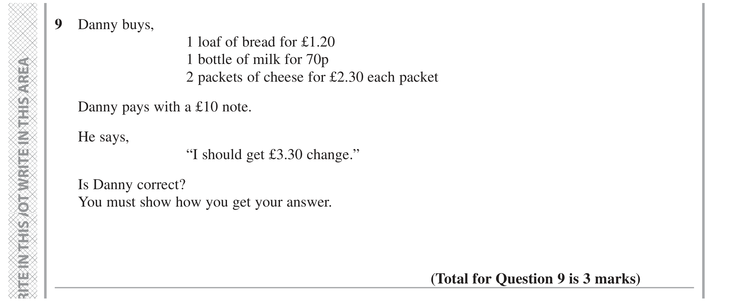 Question 9 — Money Problems — Edexcel GCSE November 2021