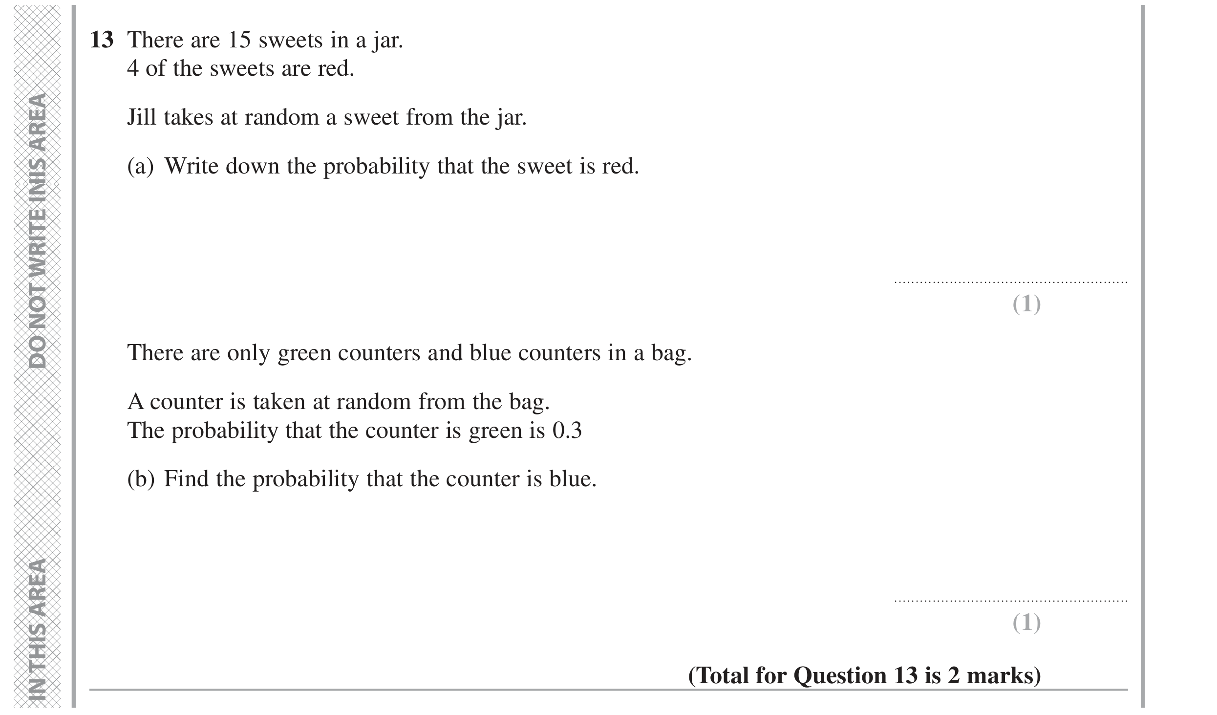 Question 13 — Probability — Edexcel GCSE June 2022