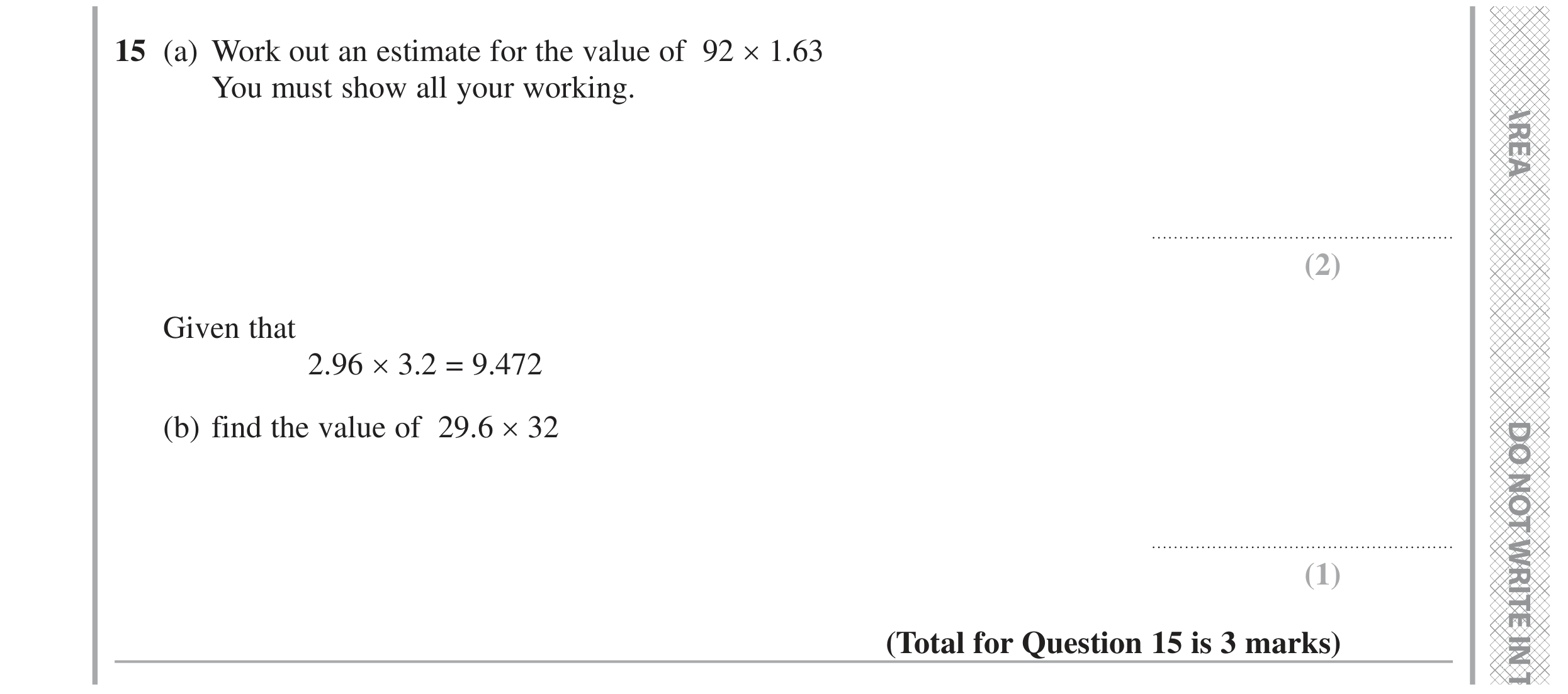 Question 15 — Estimations, Multiplication — Edexcel GCSE June 2022
