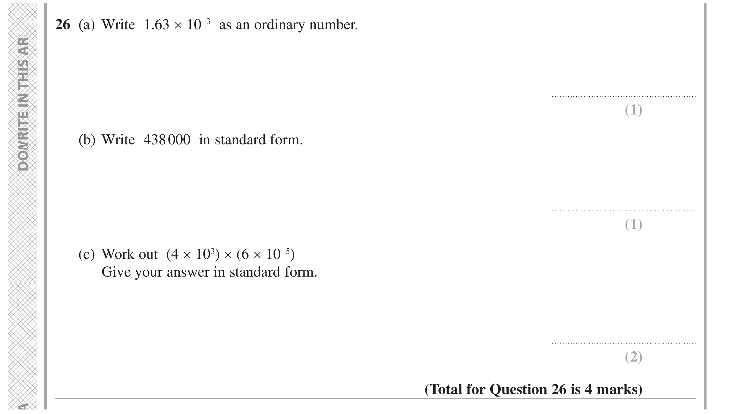 Question 26 — Standard Form — Edexcel GCSE June 2022