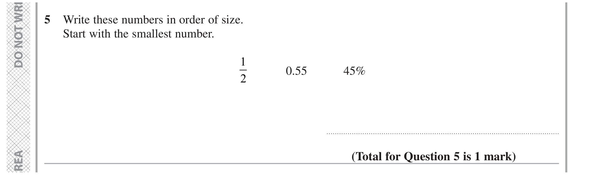 Question 5 — Fractions, Decimals, Percentages — Edexcel GCSE June 2022