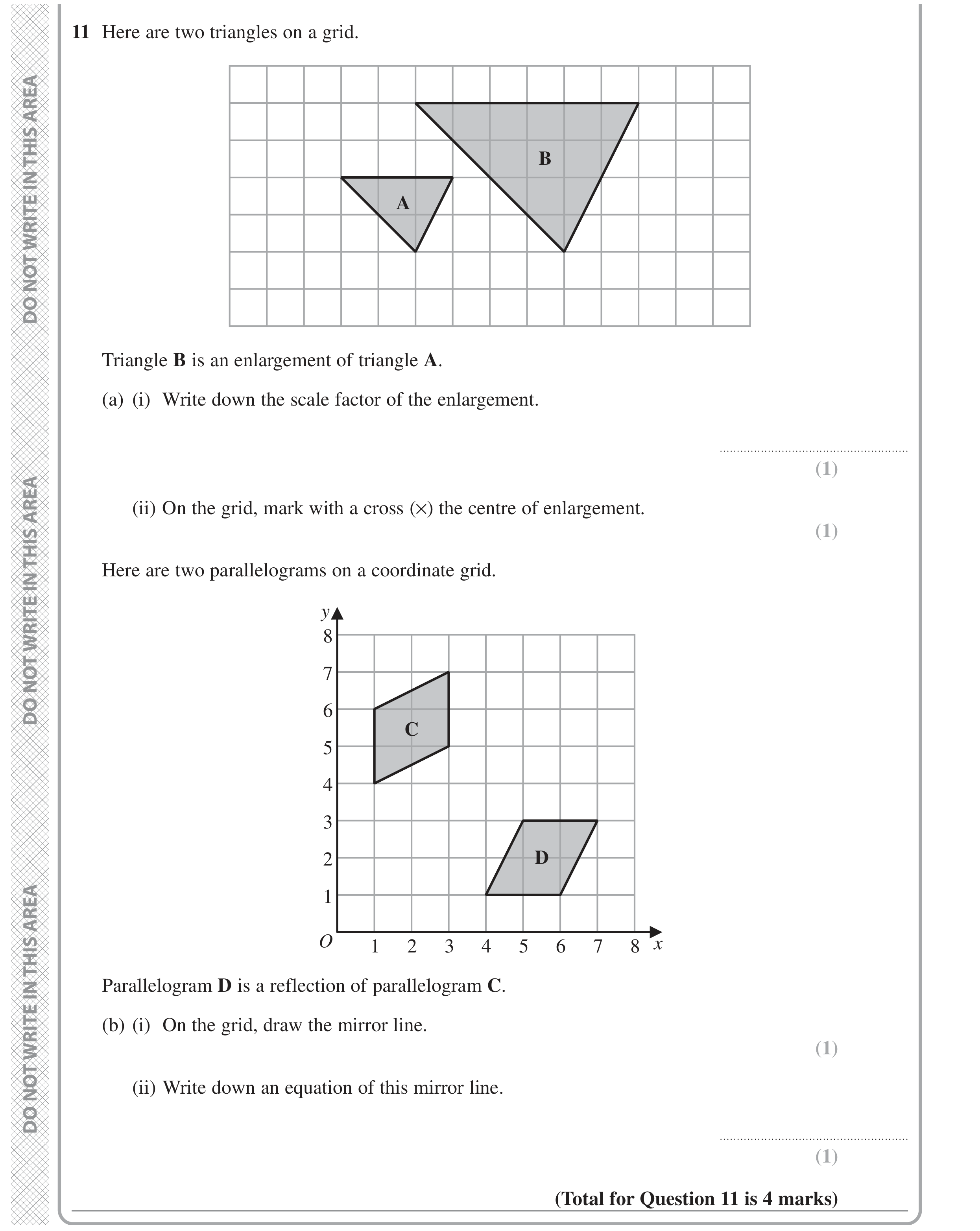 Question 11 — Rotations/Reflections/Translations/Enlargements — Edexcel GCSE November 2022