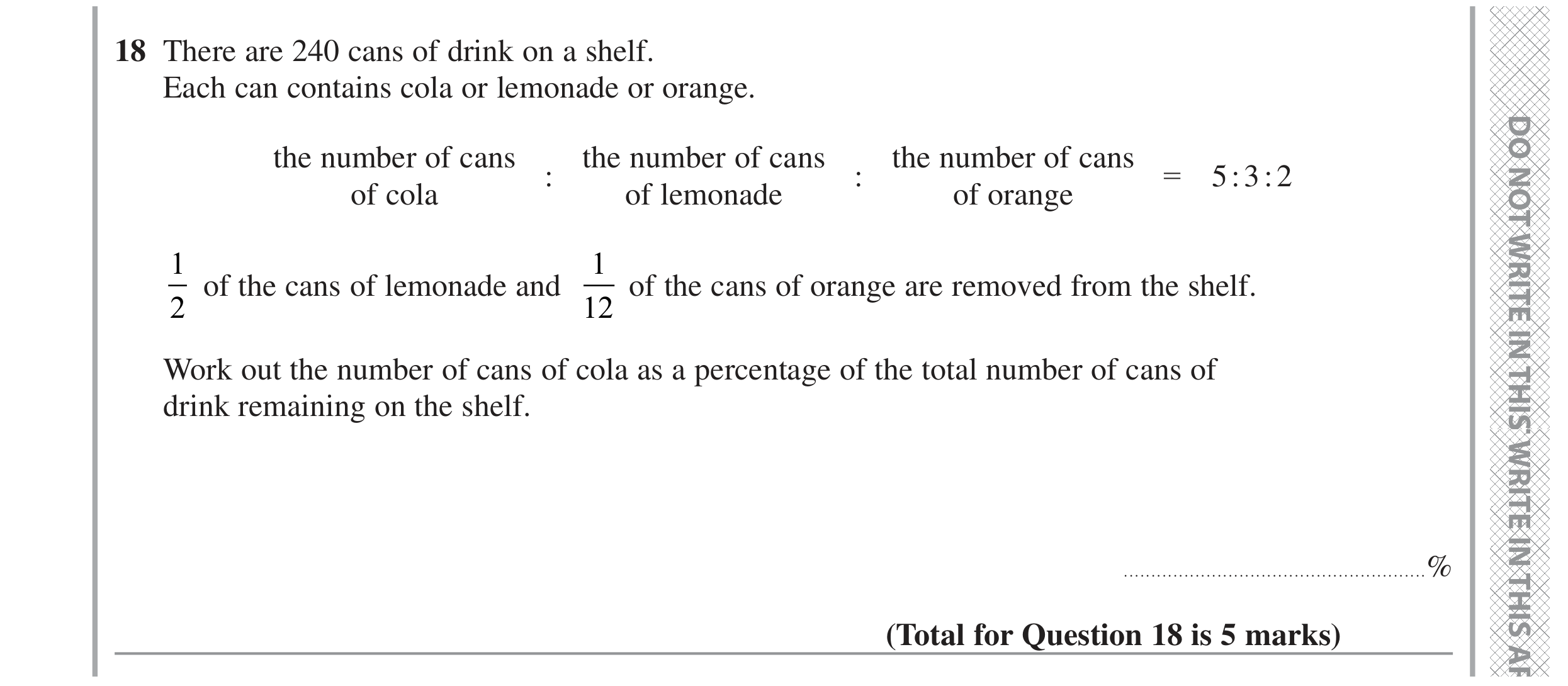 Question 18 — Ratios, Fractions — Edexcel GCSE November 2022