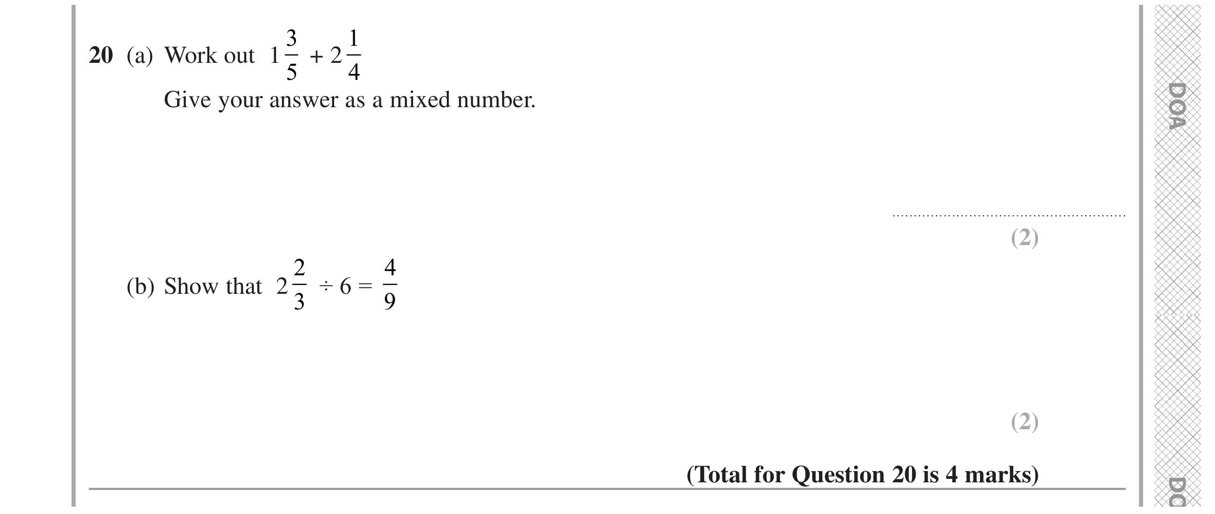 Question 20 — Fractions — Edexcel GCSE November 2022