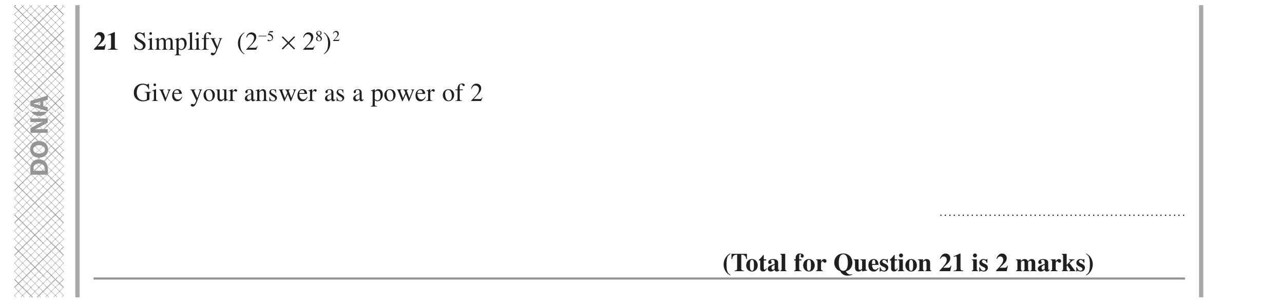 Question 21 — Powers — Edexcel GCSE November 2022