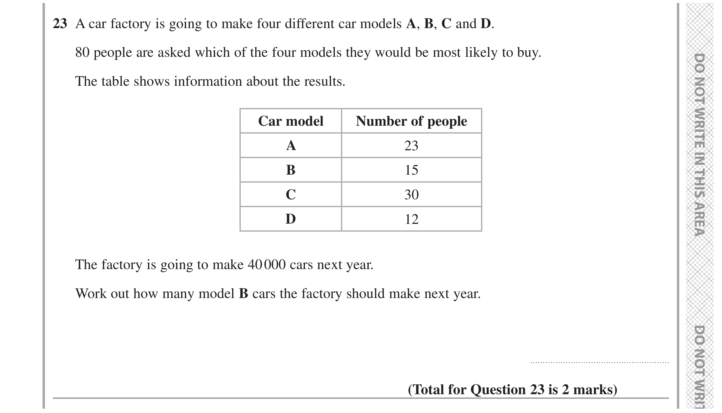 Question 23 — Stray — Edexcel GCSE November 2022