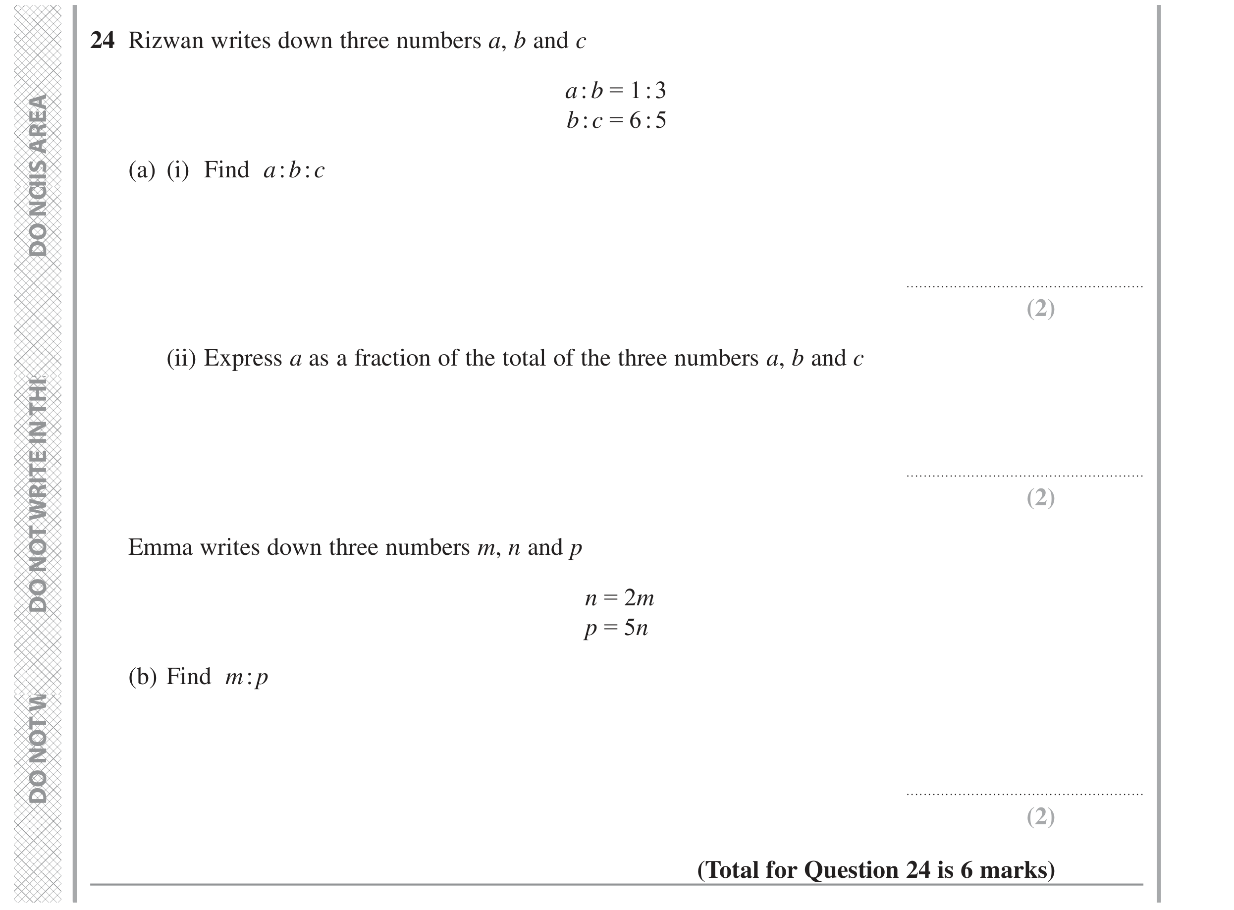 Question 24 — Ratios, Fractions — Edexcel GCSE November 2022
