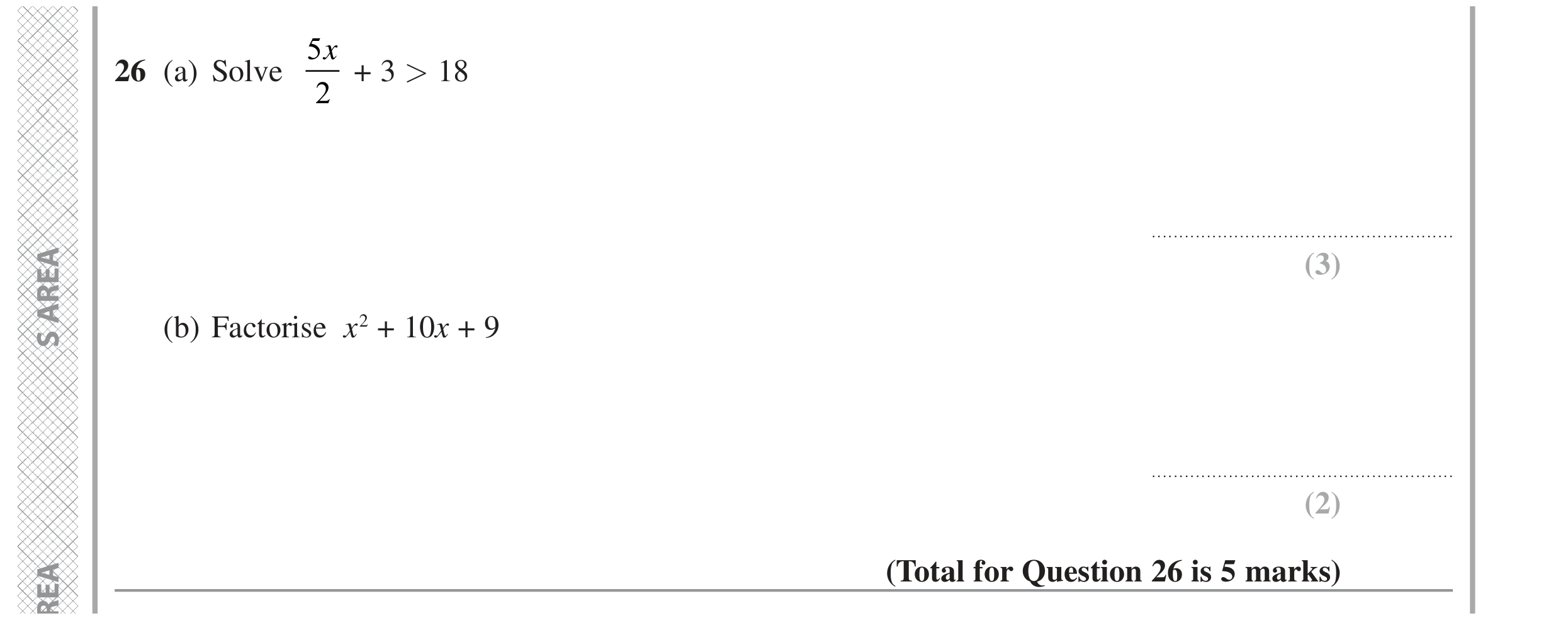 Question 26 — Inequalities, Quadratic Equations — Edexcel GCSE November 2022
