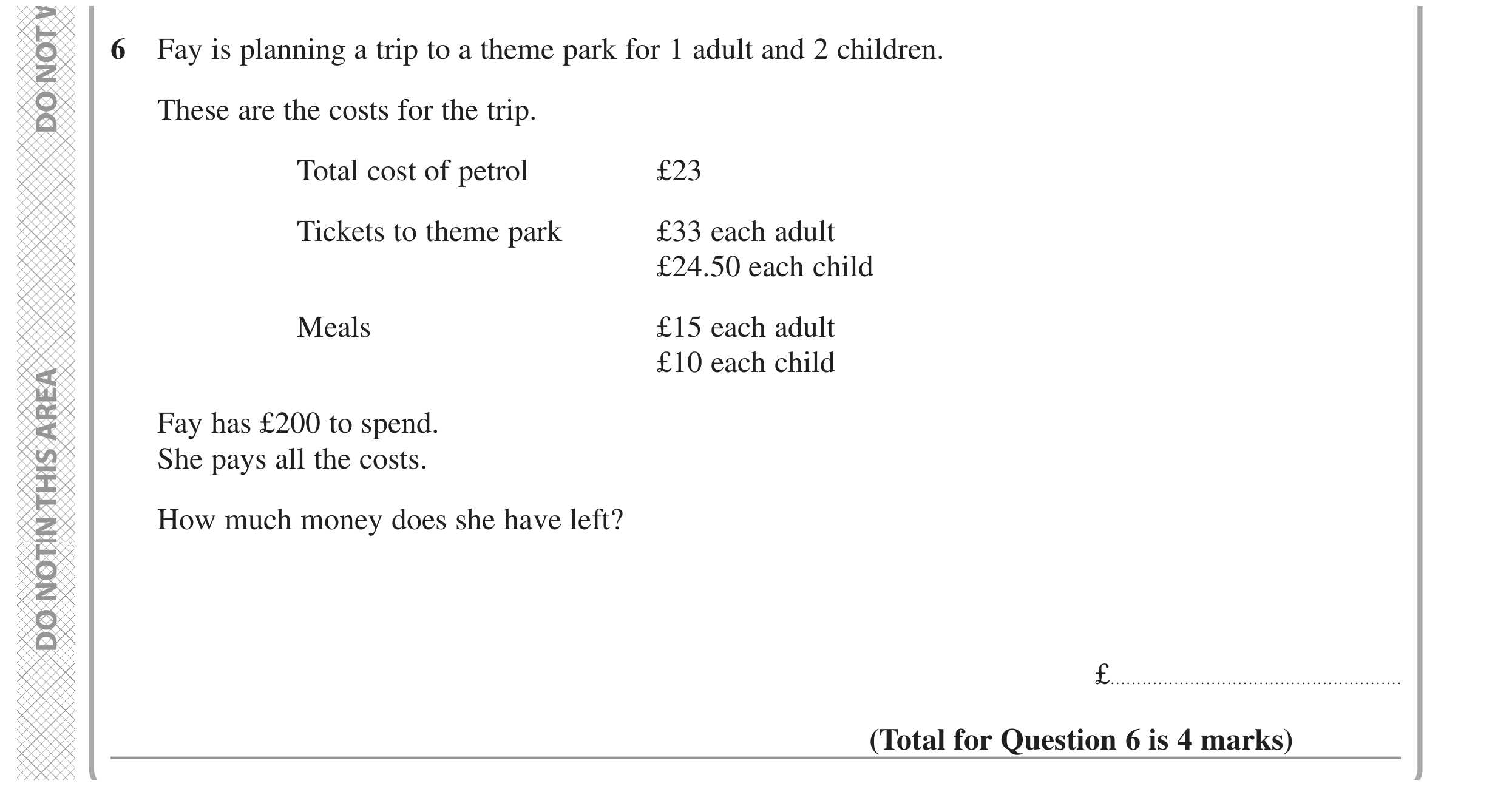 Question 6 — Money Problems — Edexcel GCSE November 2022