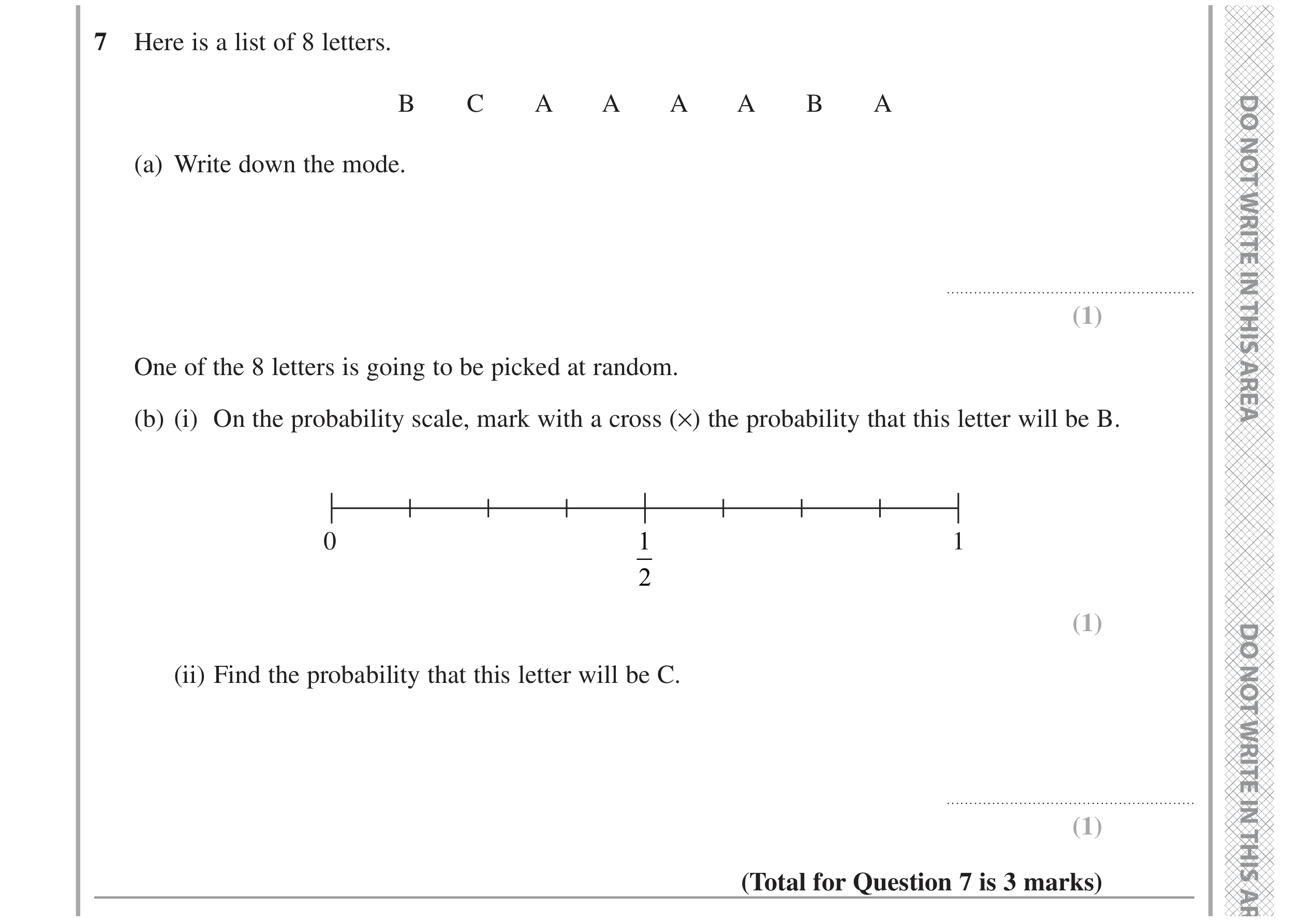 Question 7 — Mean/Median/Mode/Range, Probability — Edexcel GCSE November 2022