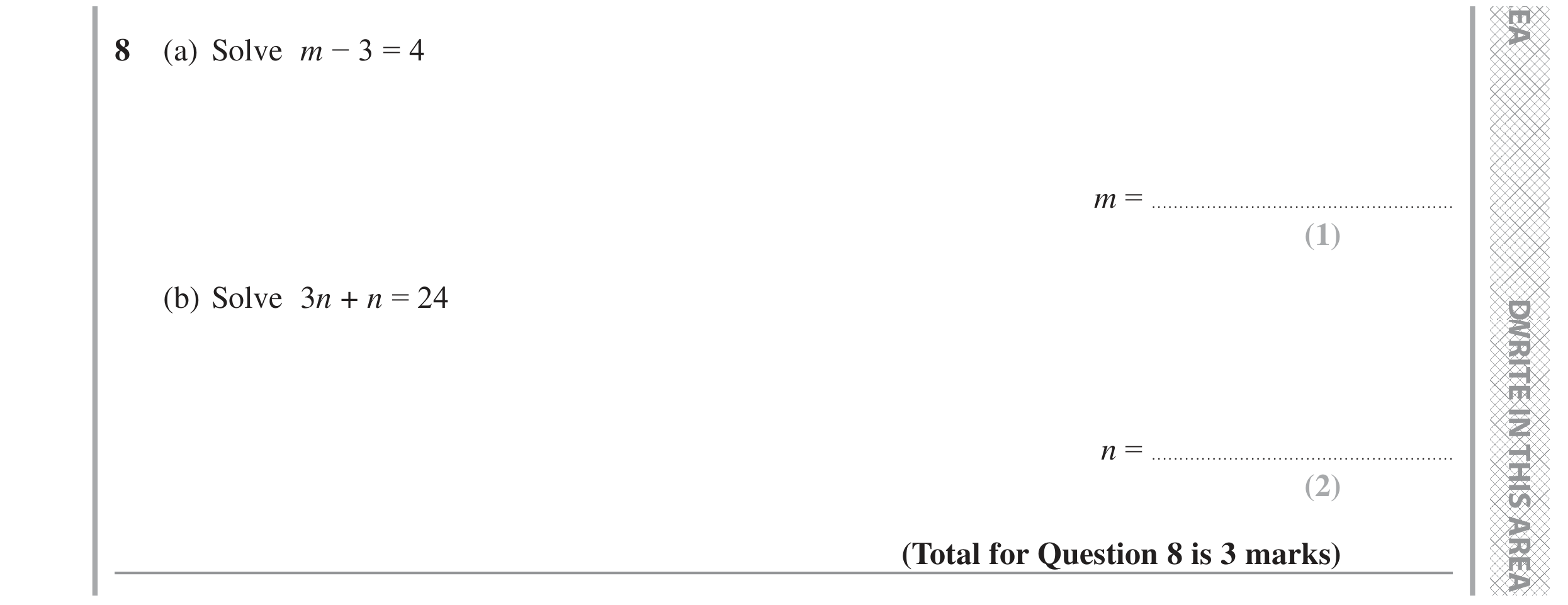 Question 8 — Linear Equations — Edexcel GCSE November 2022