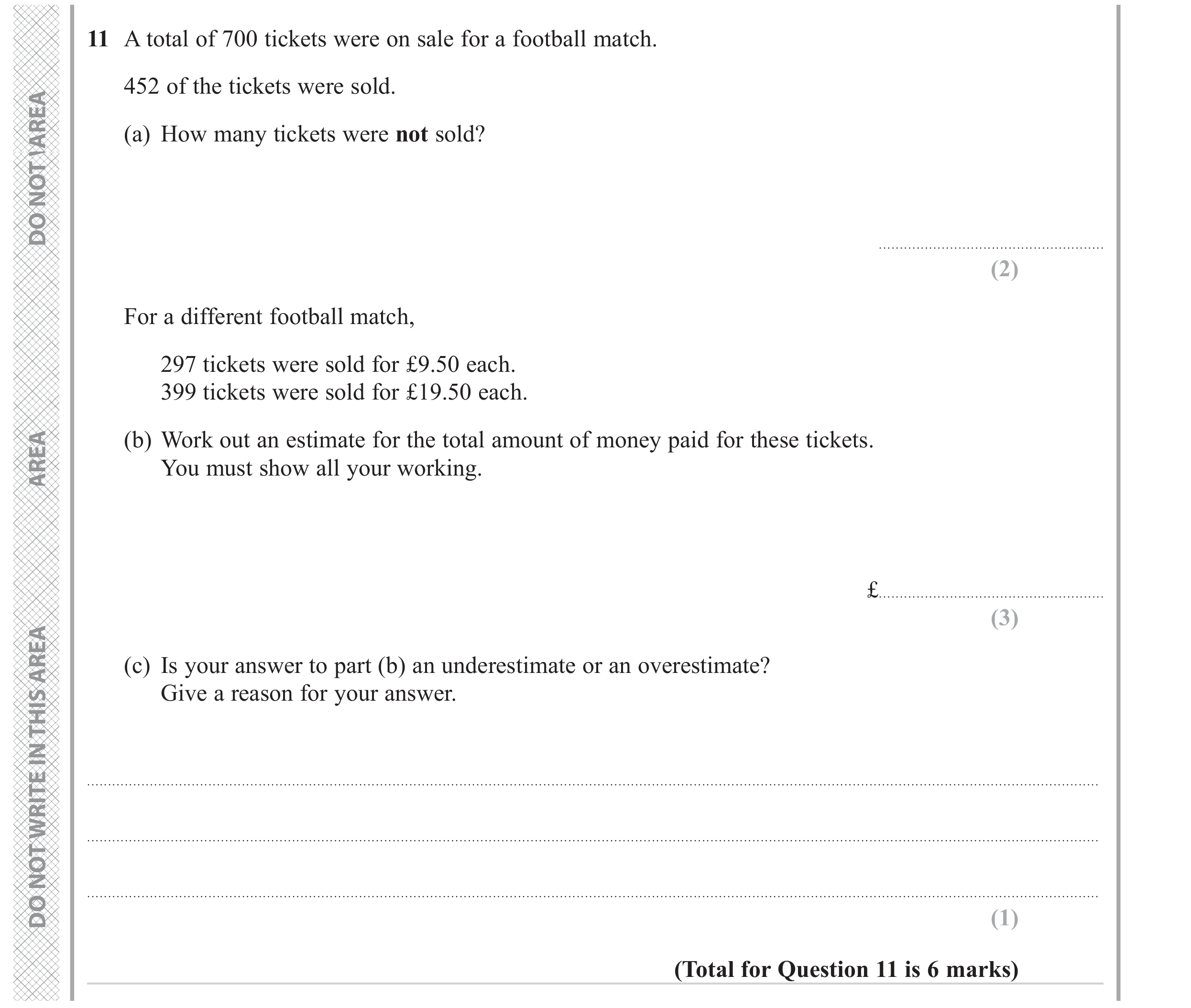 Question 11 — Estimations — Edexcel GCSE June 2023