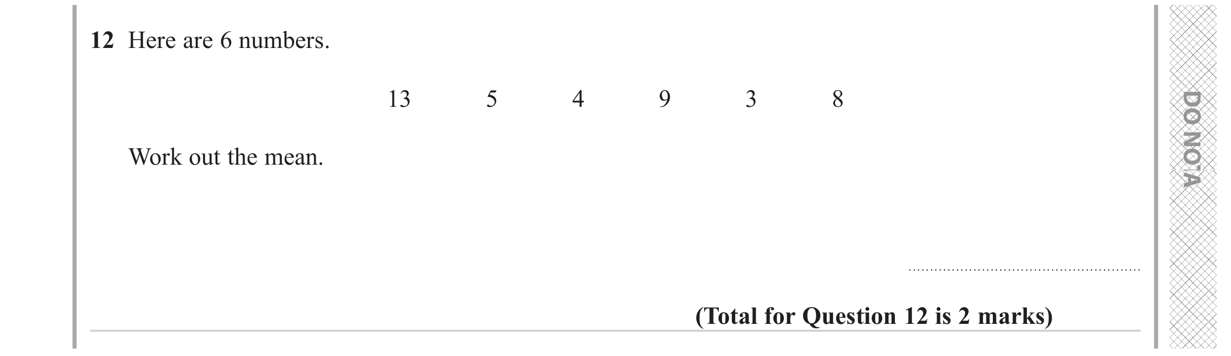Question 12 — Mean/Median/Mode/Range — Edexcel GCSE June 2023