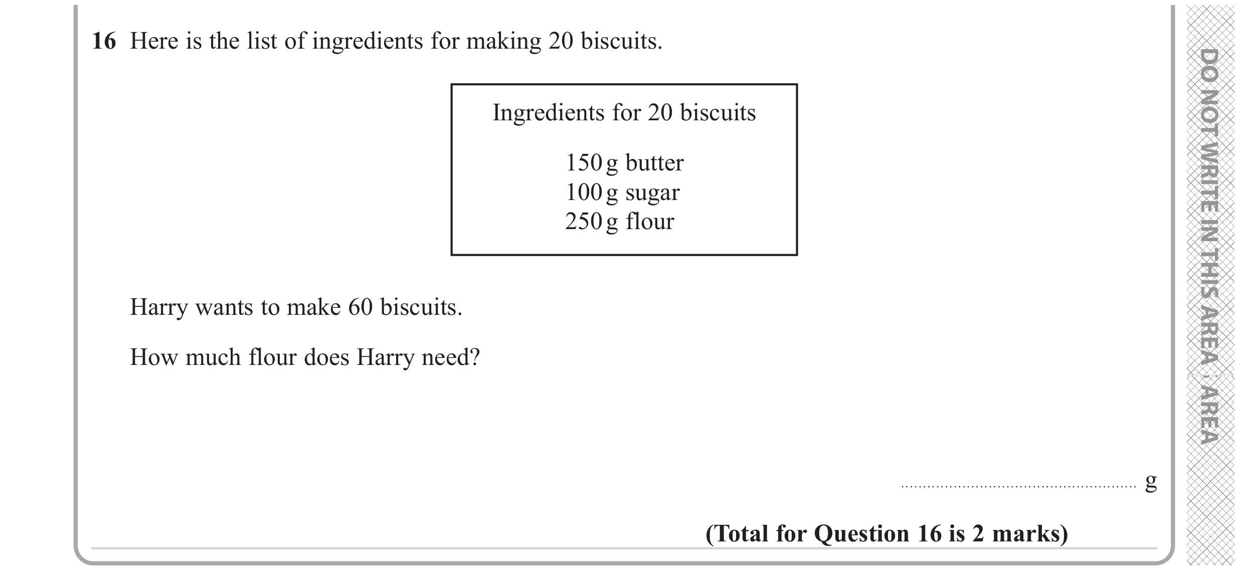 Question 16 — Recipes — Edexcel GCSE June 2023