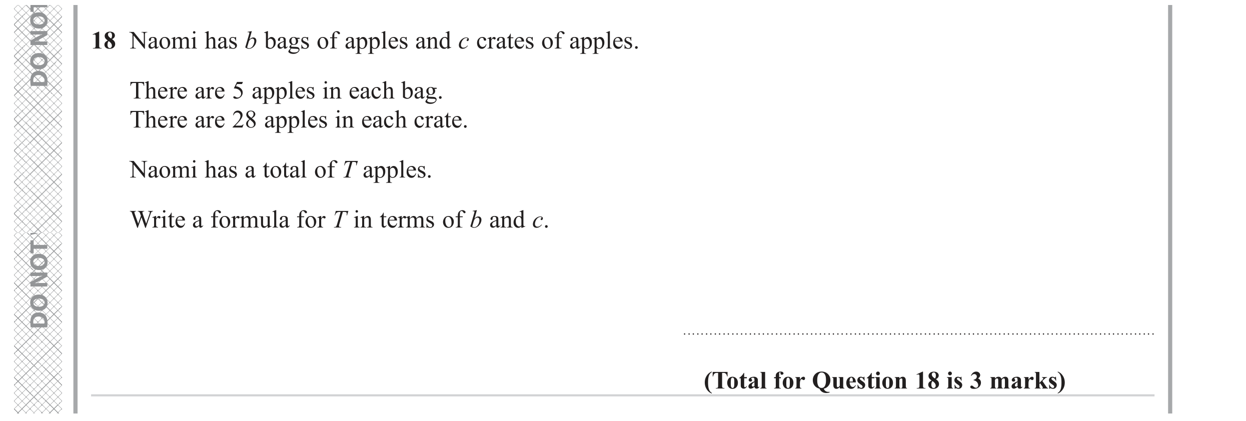 Question 18 — Formulae — Edexcel GCSE June 2023