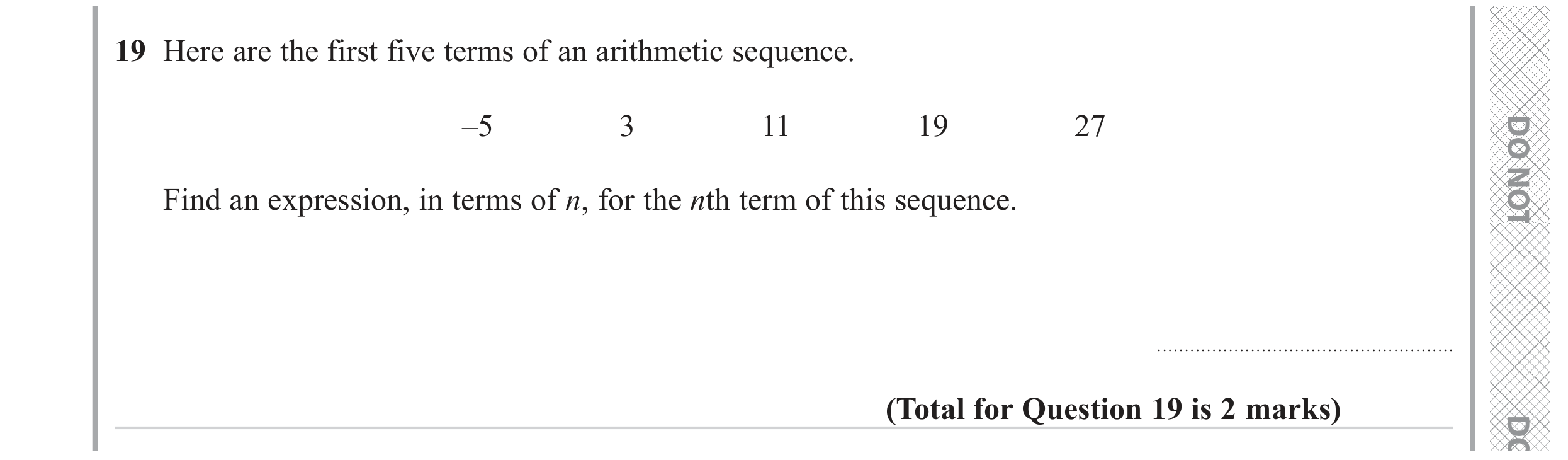Question 19 — Sequences — Edexcel GCSE June 2023