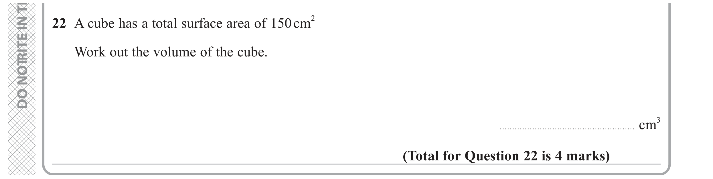 Question 22 — Surface Area and Volume — Edexcel GCSE June 2023