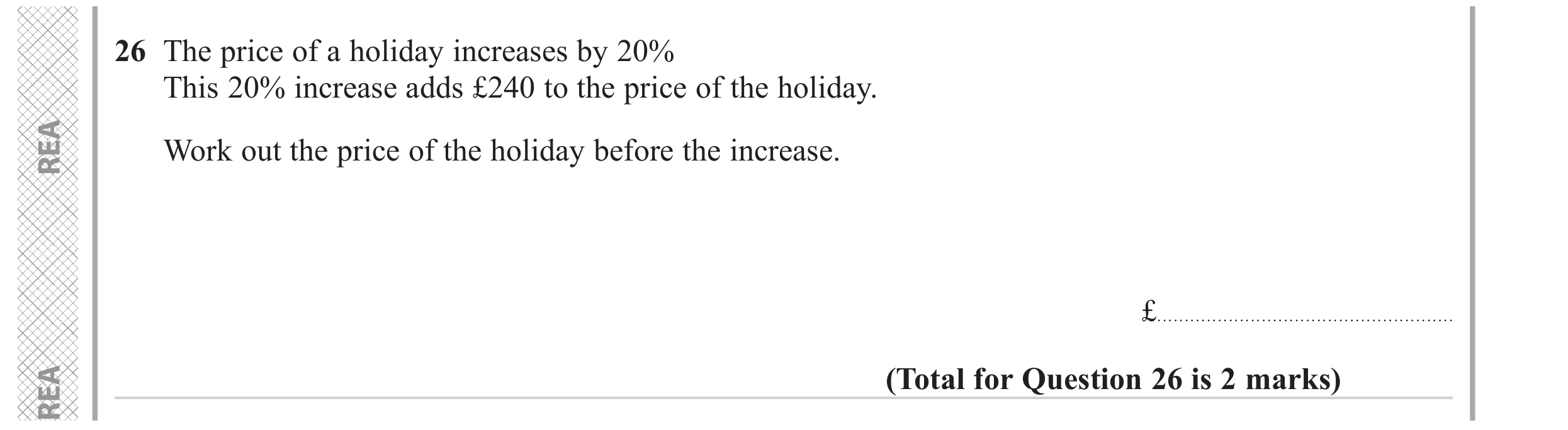 Question 26 — Percentages — Edexcel GCSE June 2023