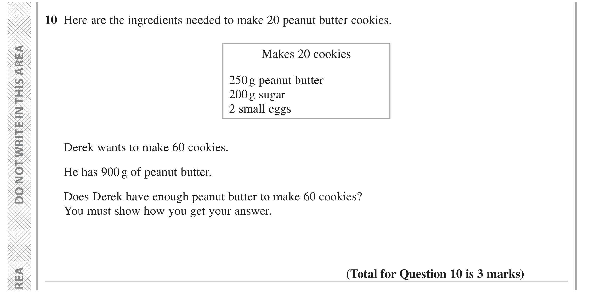 Question 10 — Recipes — Edexcel GCSE November 2023