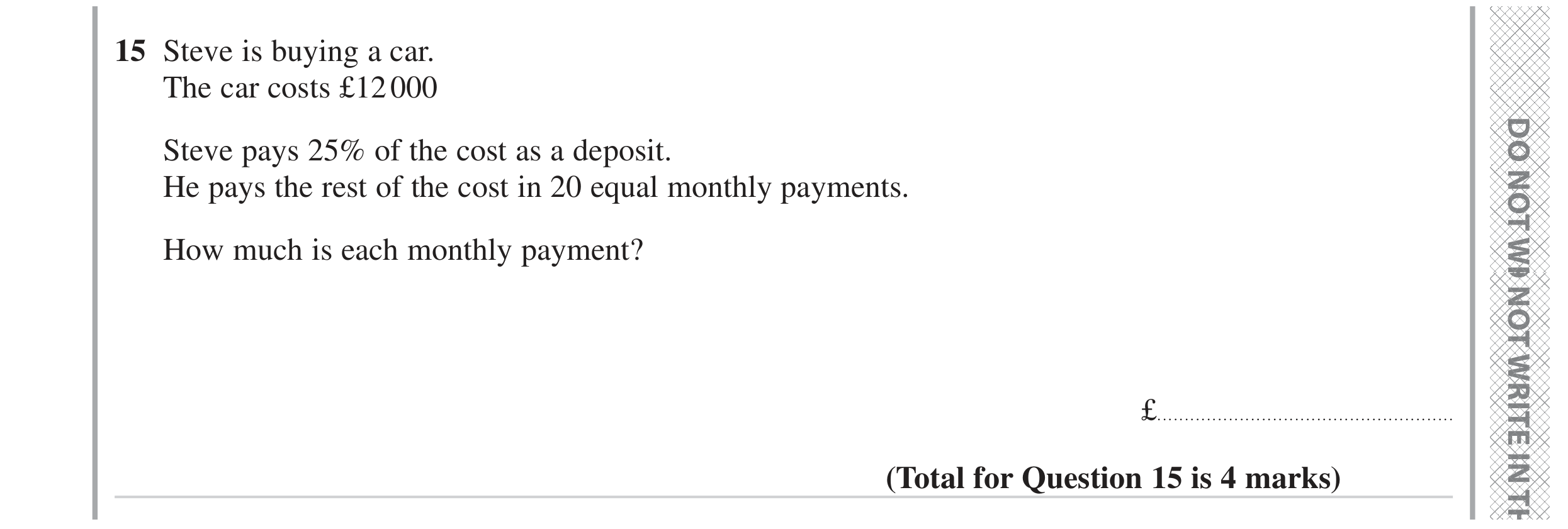 Question 15 — Percentages — Edexcel GCSE November 2023