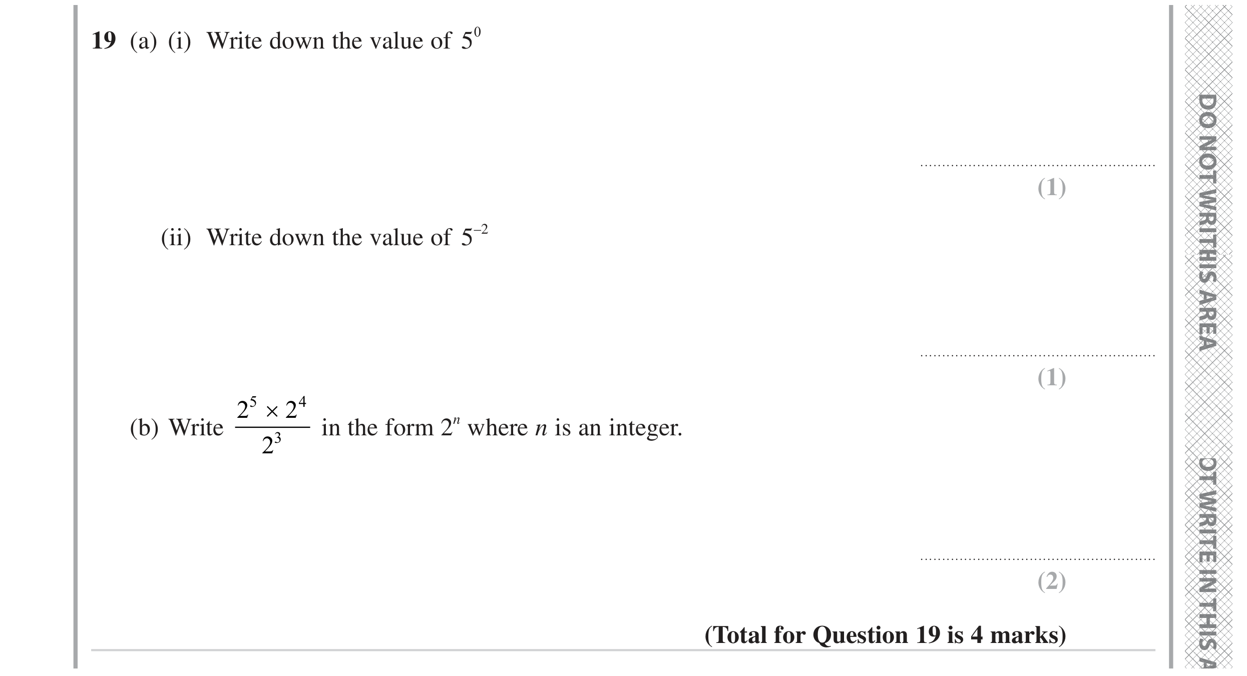 Question 19 — Powers — Edexcel GCSE November 2023