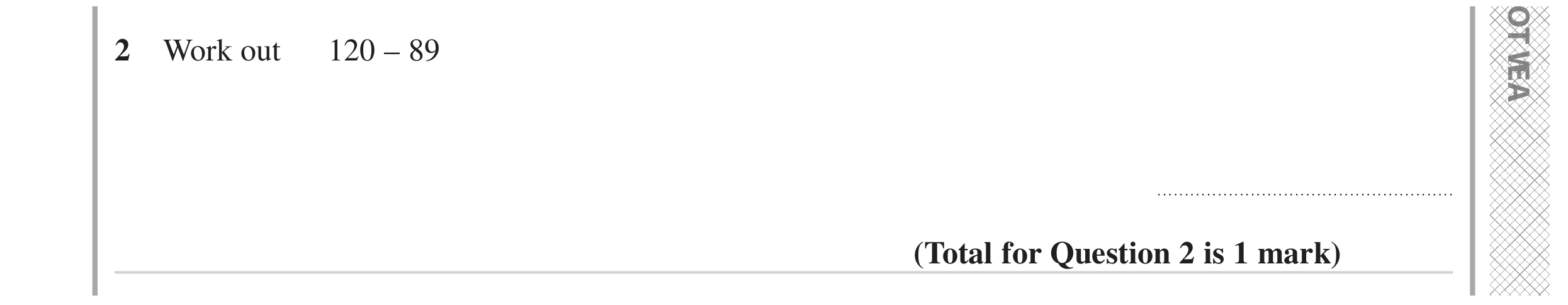 Question 2 — Subtraction — Edexcel GCSE November 2023