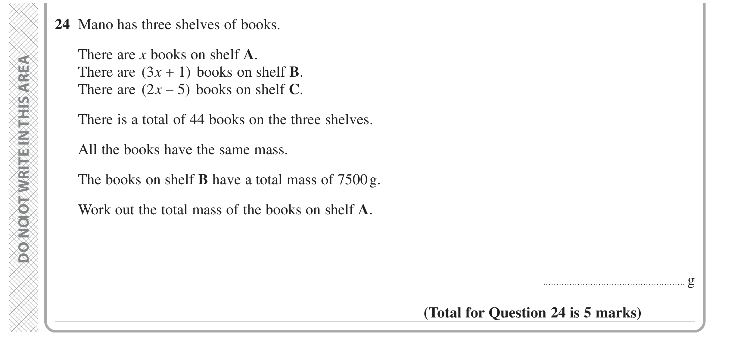 Question 24 — Algebra — Edexcel GCSE November 2023