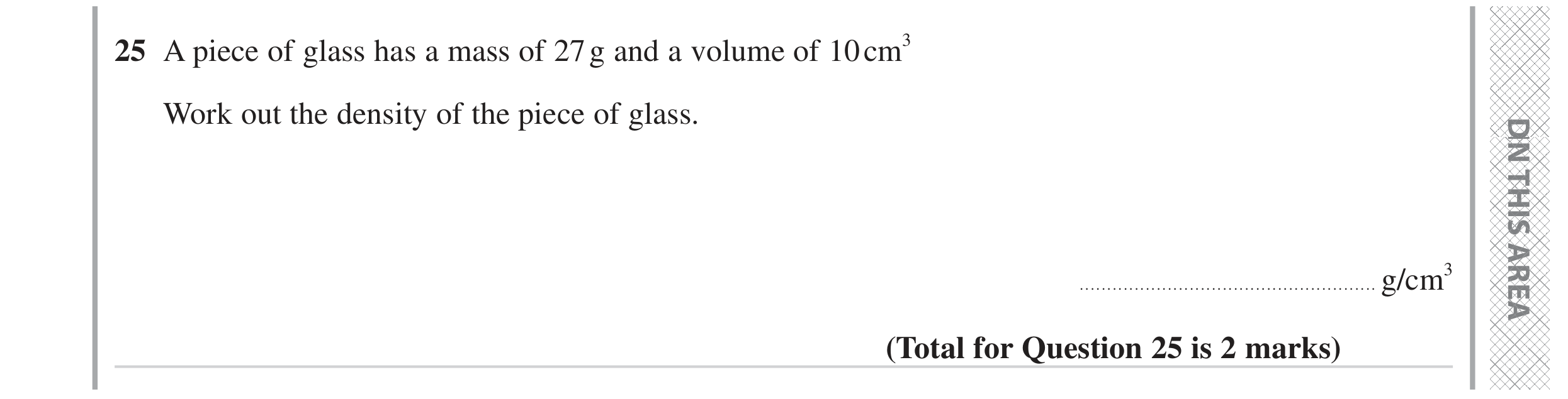 Question 25 — Speed/Distance/Time/Density/Pressure — Edexcel GCSE November 2023