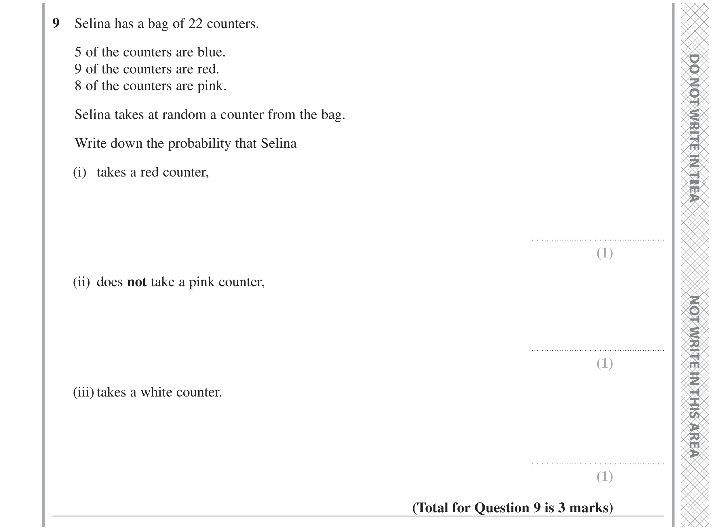 Question 9 — Probability — Edexcel GCSE November 2023