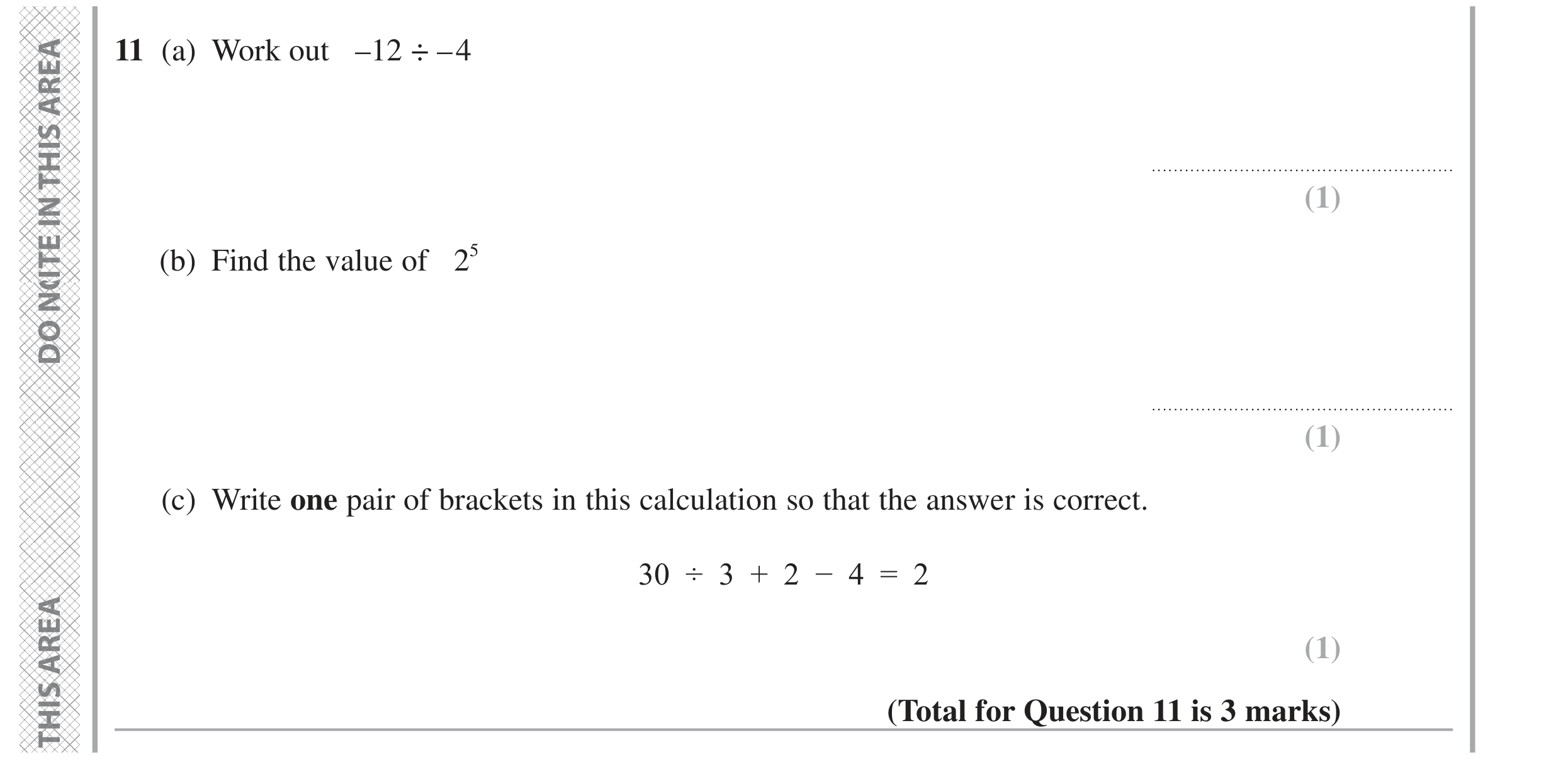 Question 11 — Division, Powers, Numbers — Edexcel GCSE June 2024