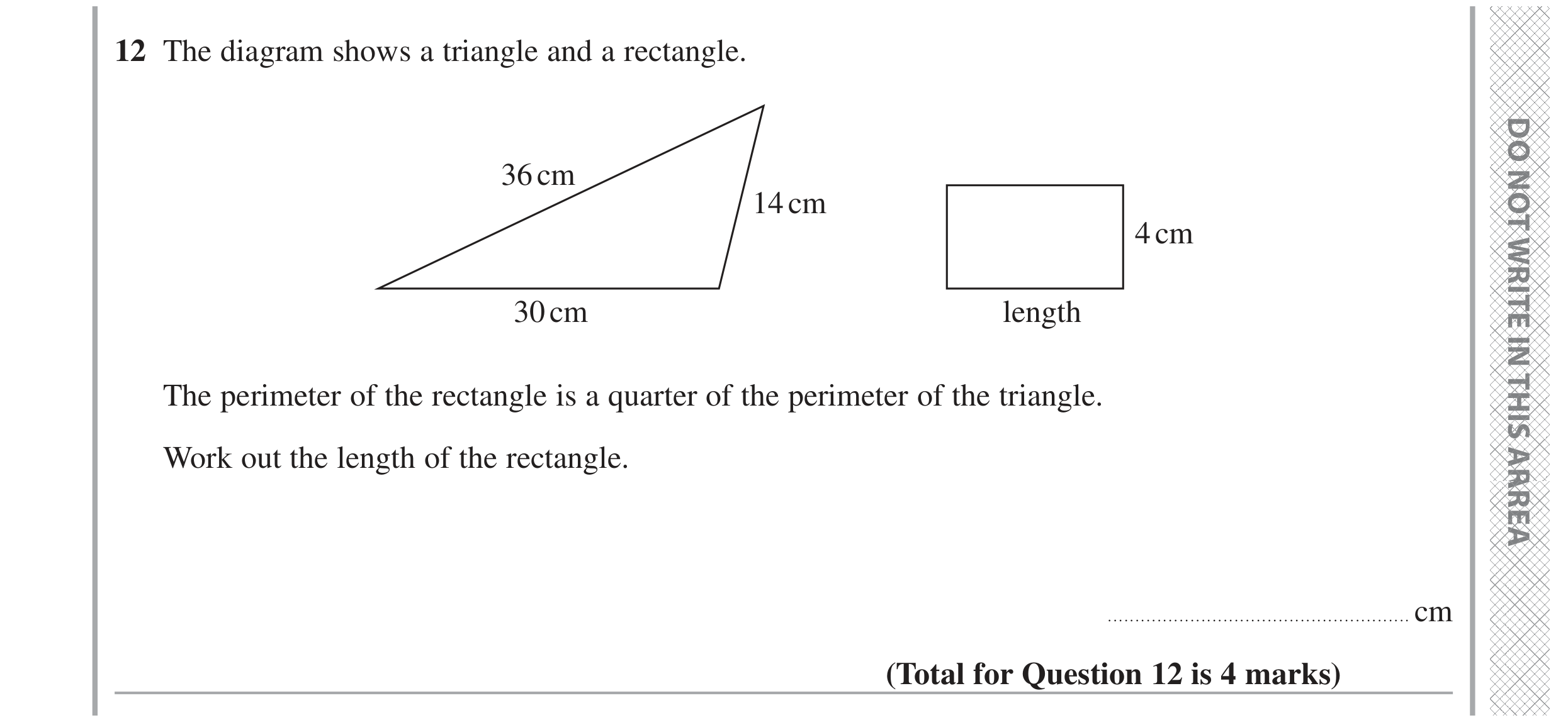 Question 12 — Perimeter and Area — Edexcel GCSE June 2024