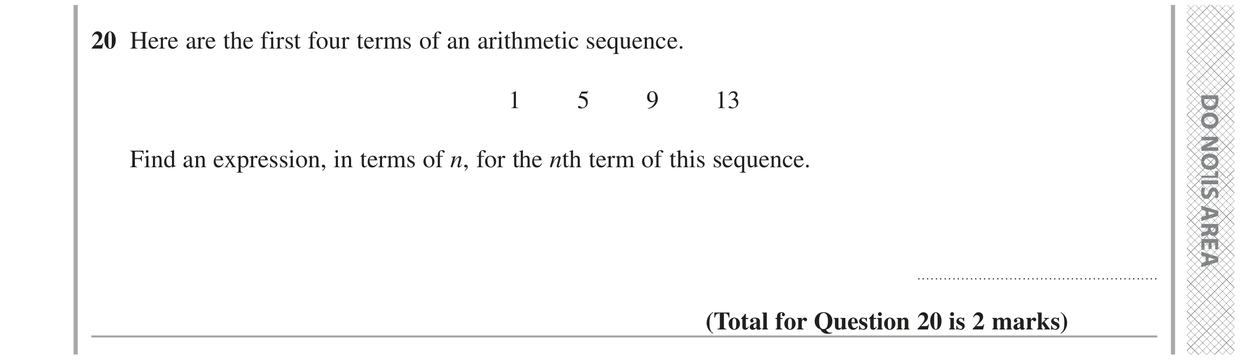 Question 20 — Sequences — Edexcel GCSE June 2024