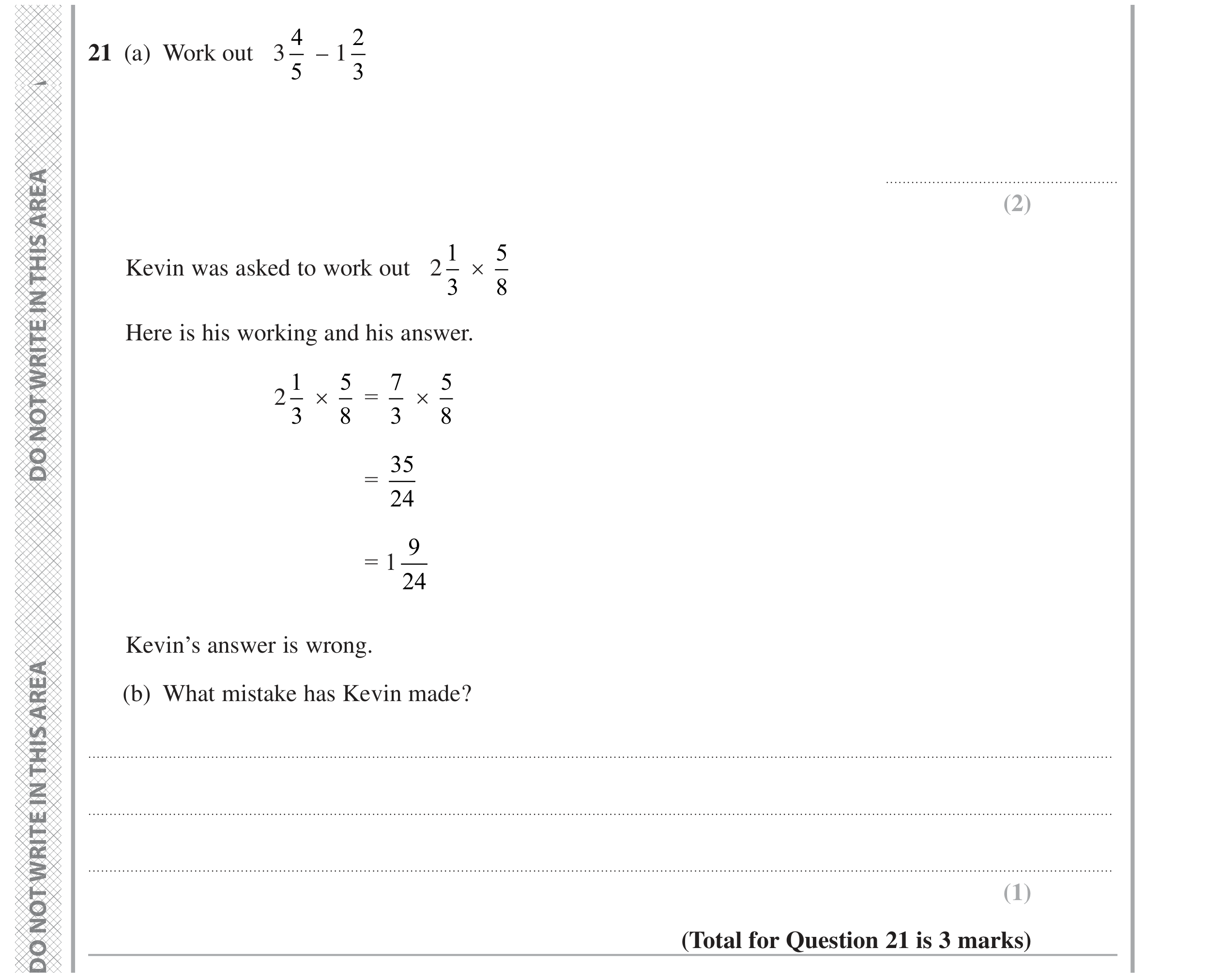 Question 21 — Fractions — Edexcel GCSE June 2024