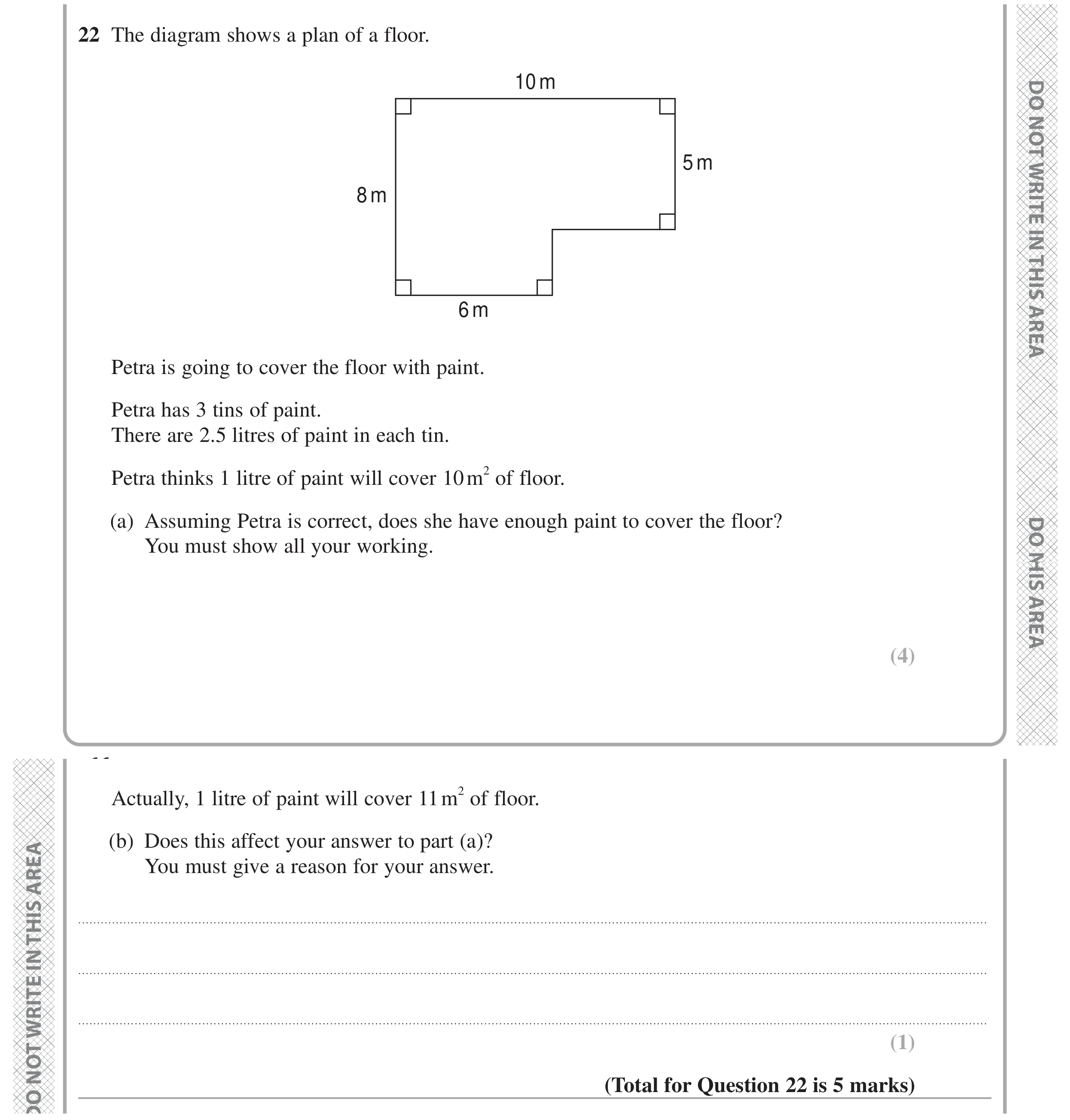 Question 22 — Perimeter and Area — Edexcel GCSE June 2024
