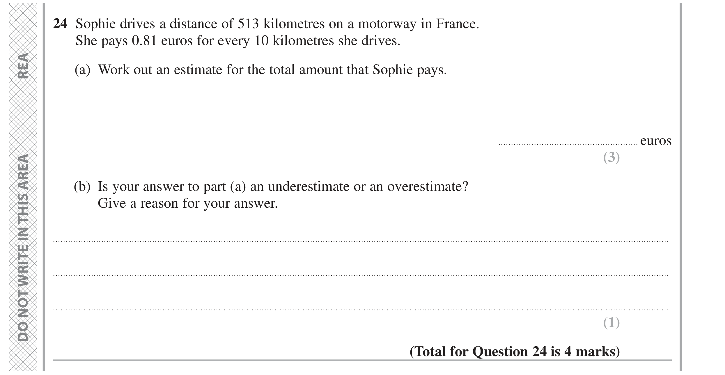 Question 24 — Estimations — Edexcel GCSE June 2024