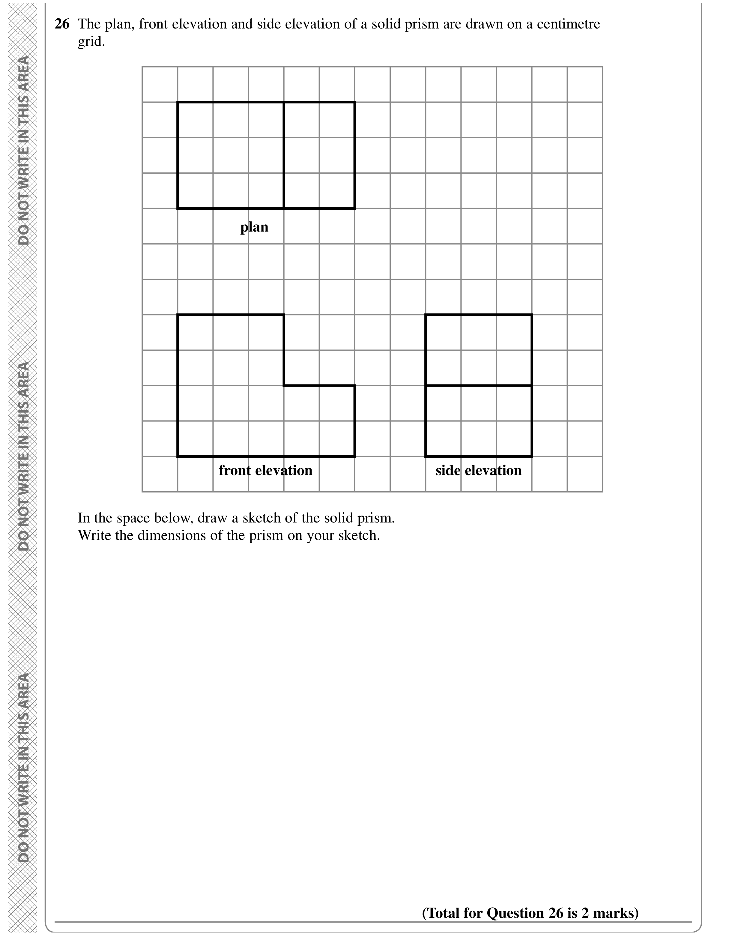 Question 26 — 3D Shapes and Volume — Edexcel GCSE SAM 2015
