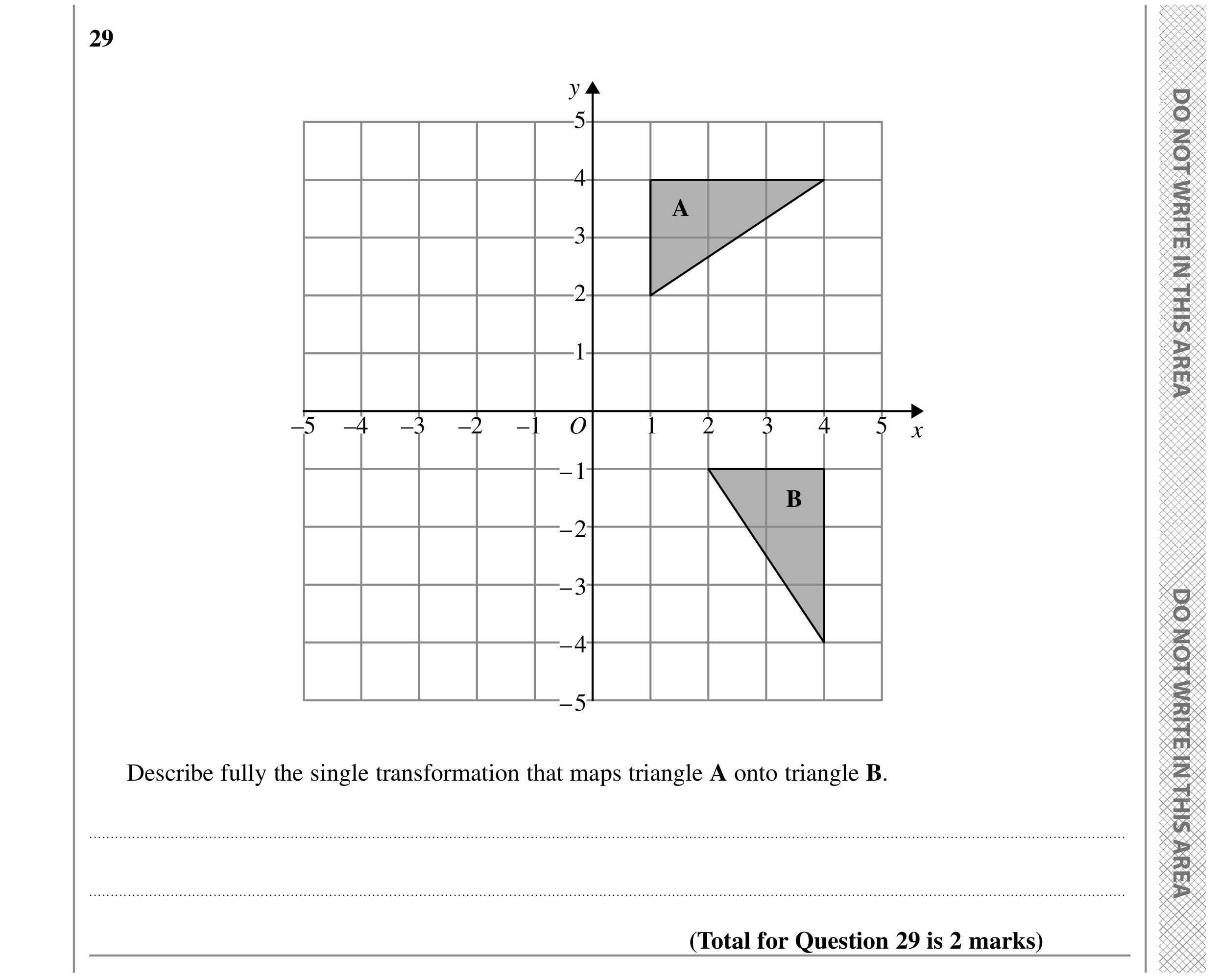 Question 29 — Rotations/Reflections/Translations/Enlargements — Edexcel GCSE SAM 2015