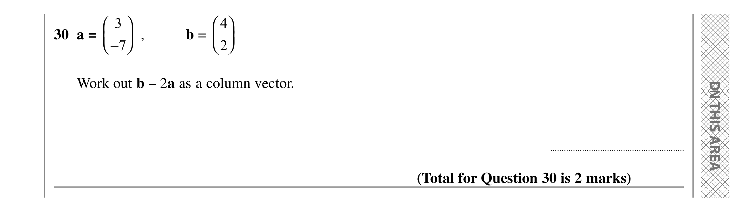 Question 30 — Vectors — Edexcel GCSE SAM 2015
