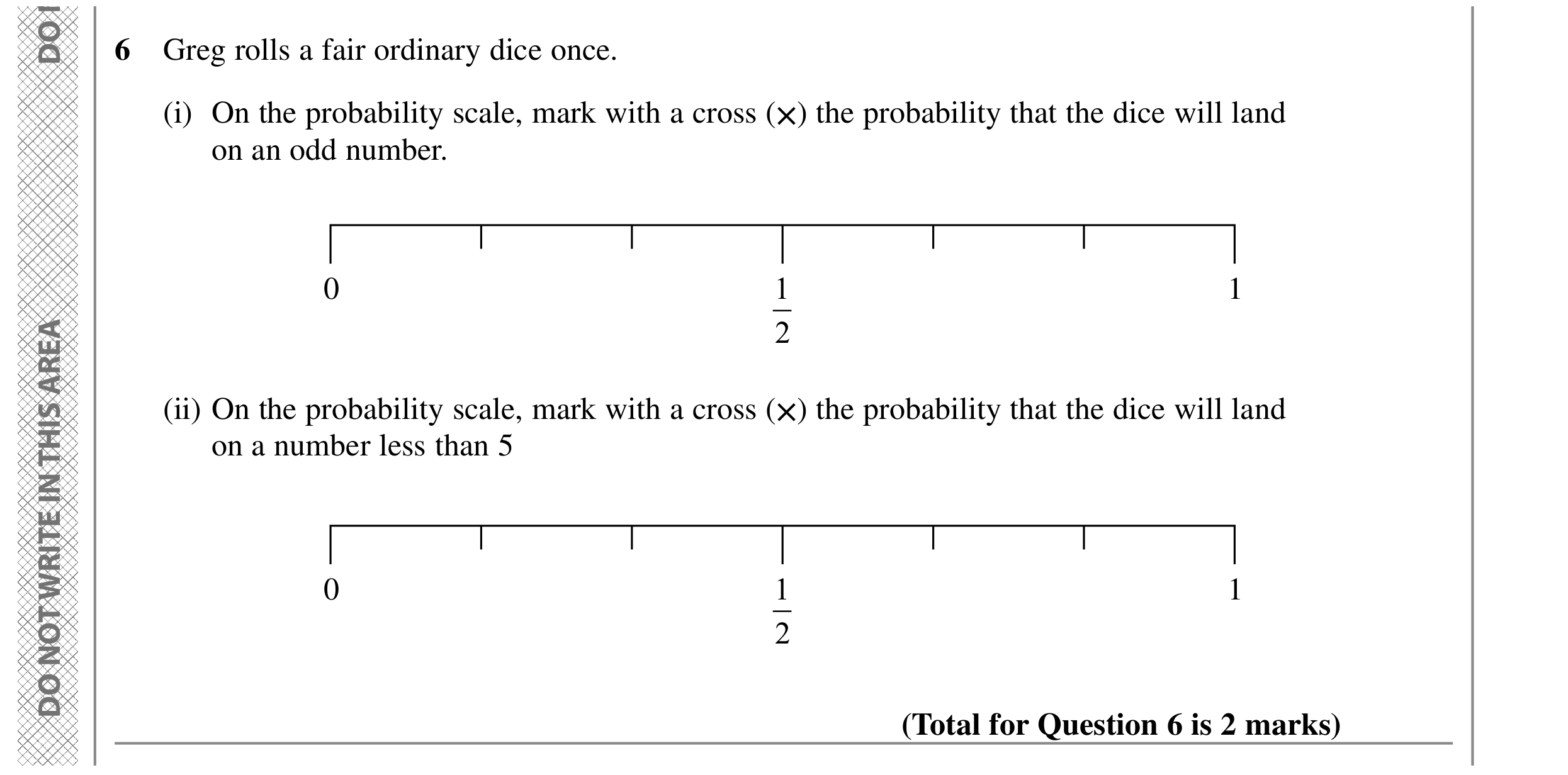 Question 6 — Probability — Edexcel GCSE SAM 2015