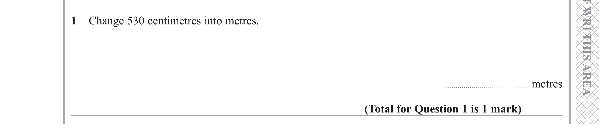 Question 1 — Unit Conversions — Edexcel GCSE Specimen Set 1