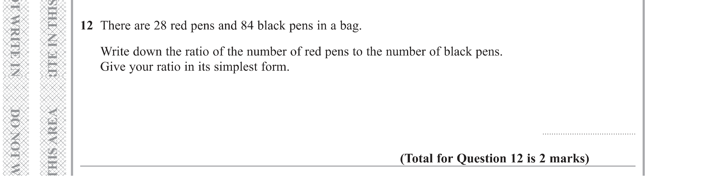 Question 12 — Ratios — Edexcel GCSE Specimen Set 1