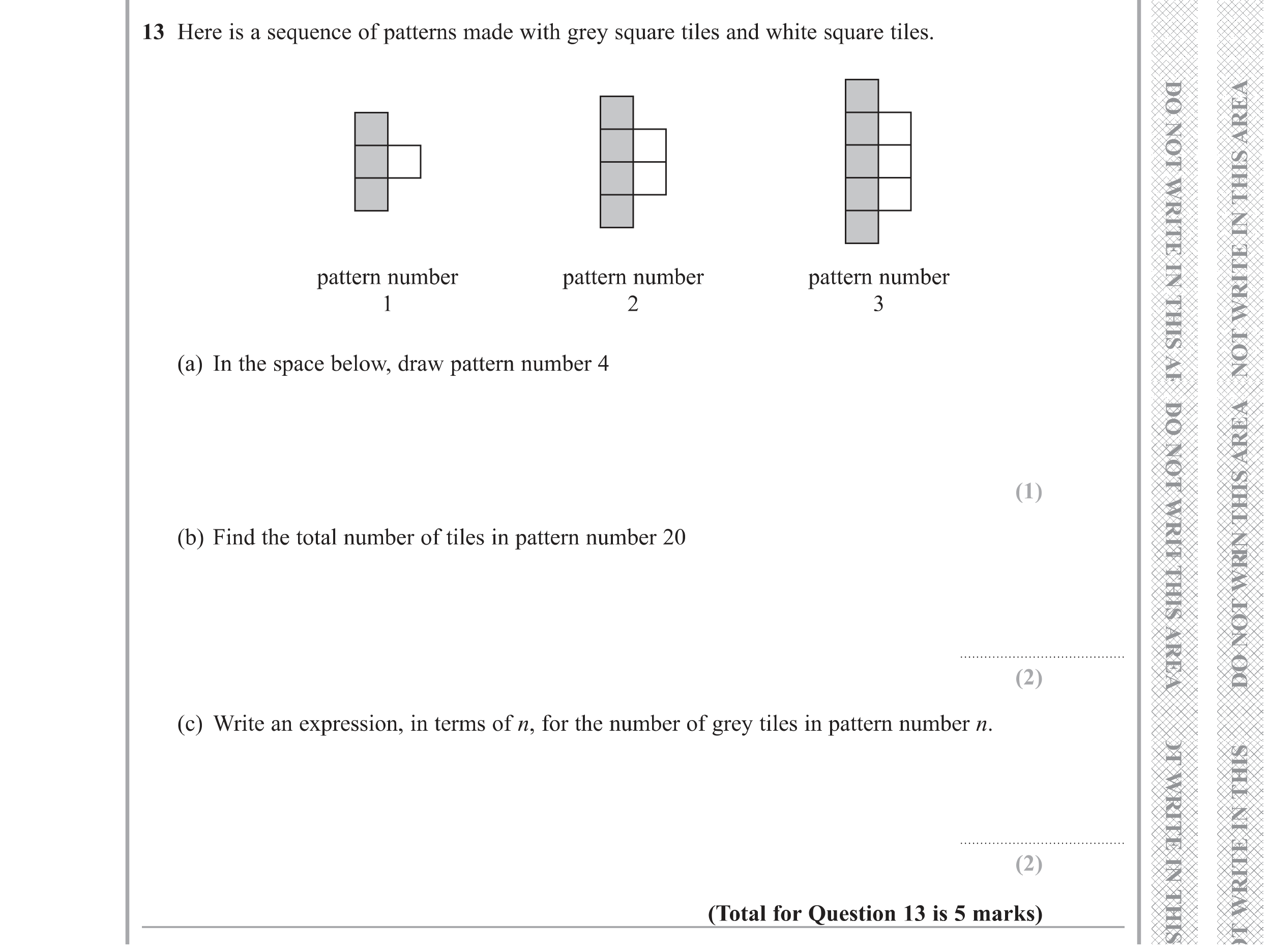 Question 13 — Sequences — Edexcel GCSE Specimen Set 1